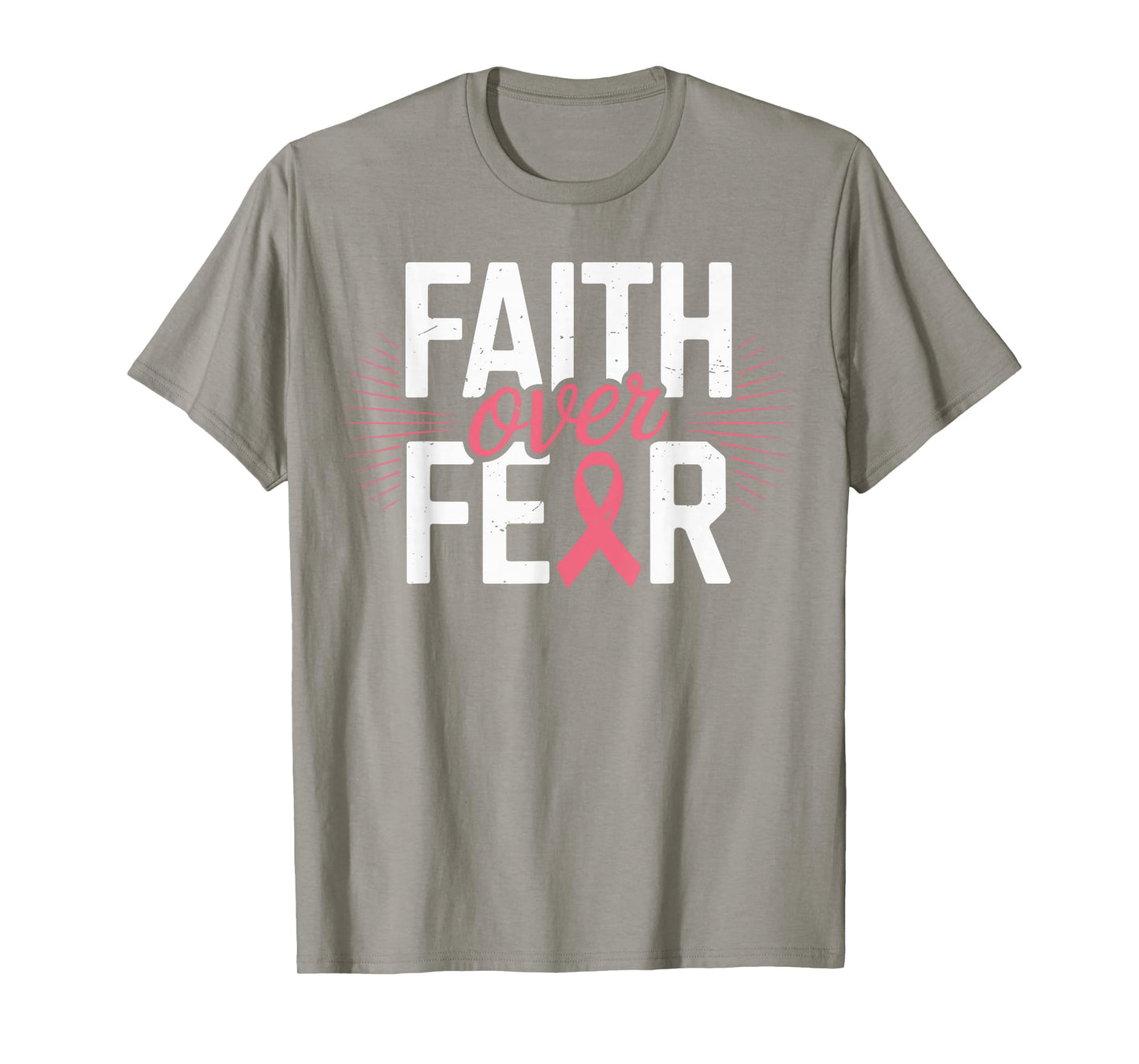 Faith Over Fear Breast Cancer Pink Ribbon Christian Jesus T-Shirt
