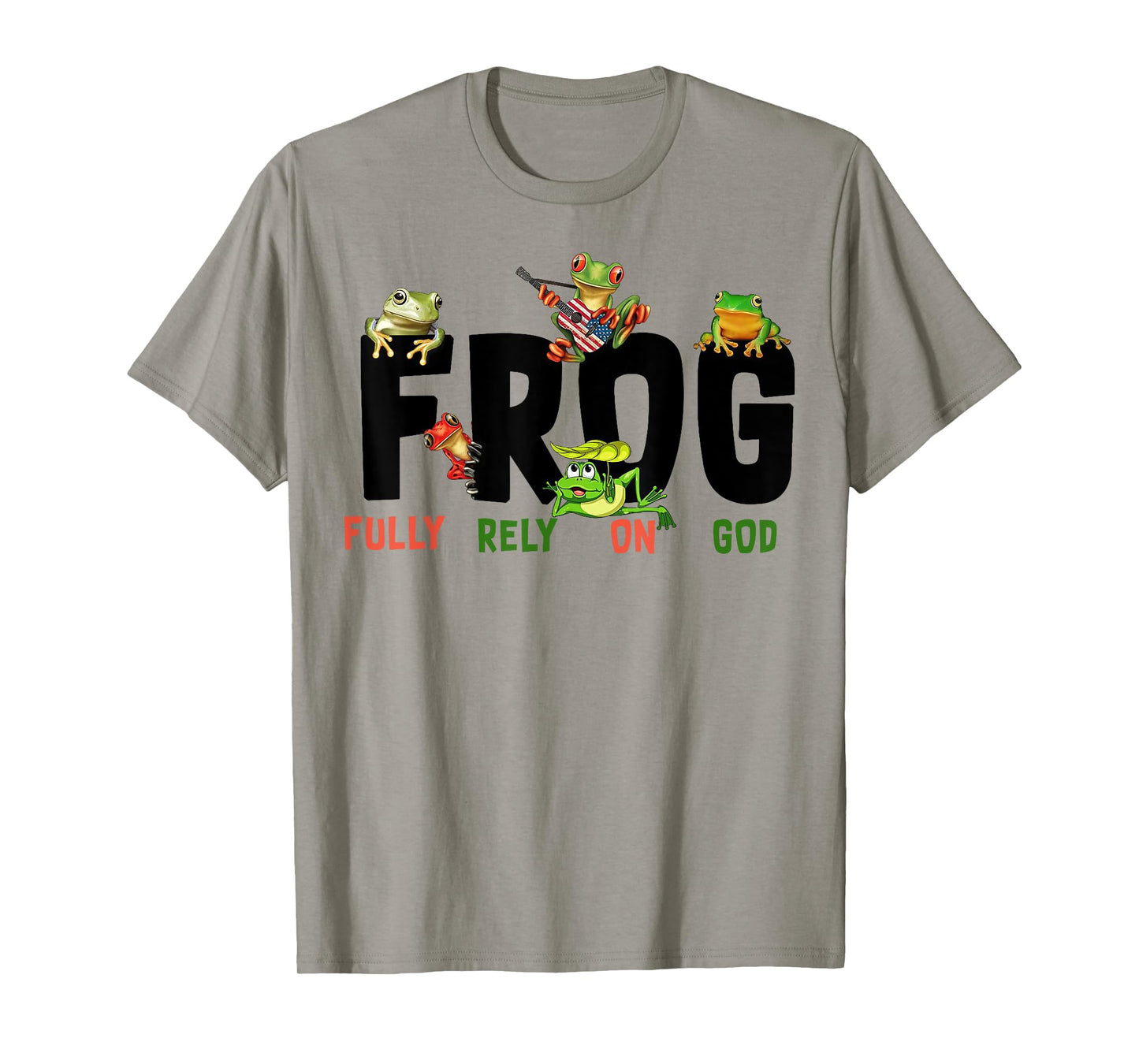 Funny Frog Fully Rely On God Tee Shirt - Unisex Kids Christian T-Shirt - White - Small - Short Sleeve