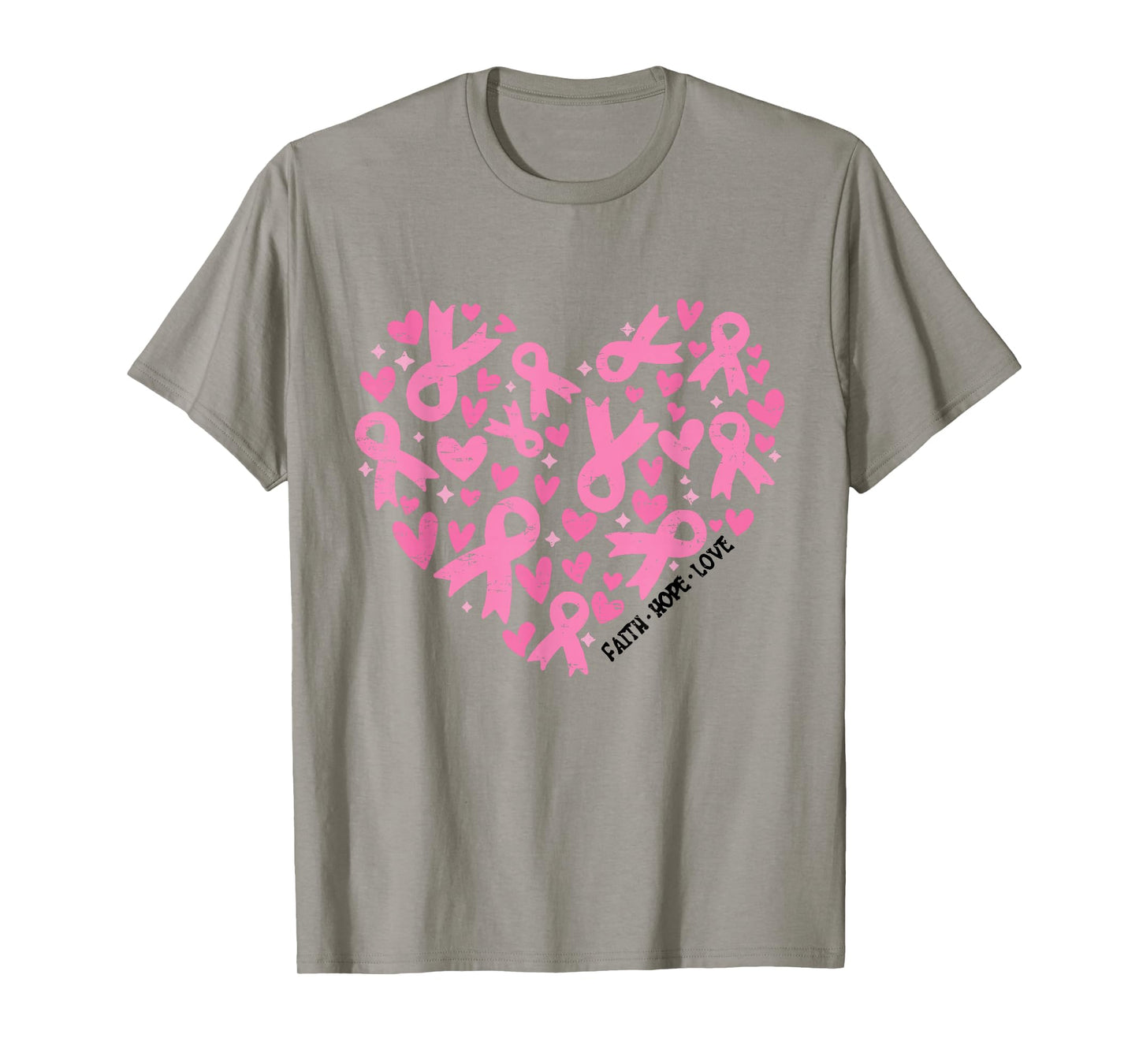Faith Hope Love Breast Cancer Awareness Pink Ribbon Warrior T-Shirt