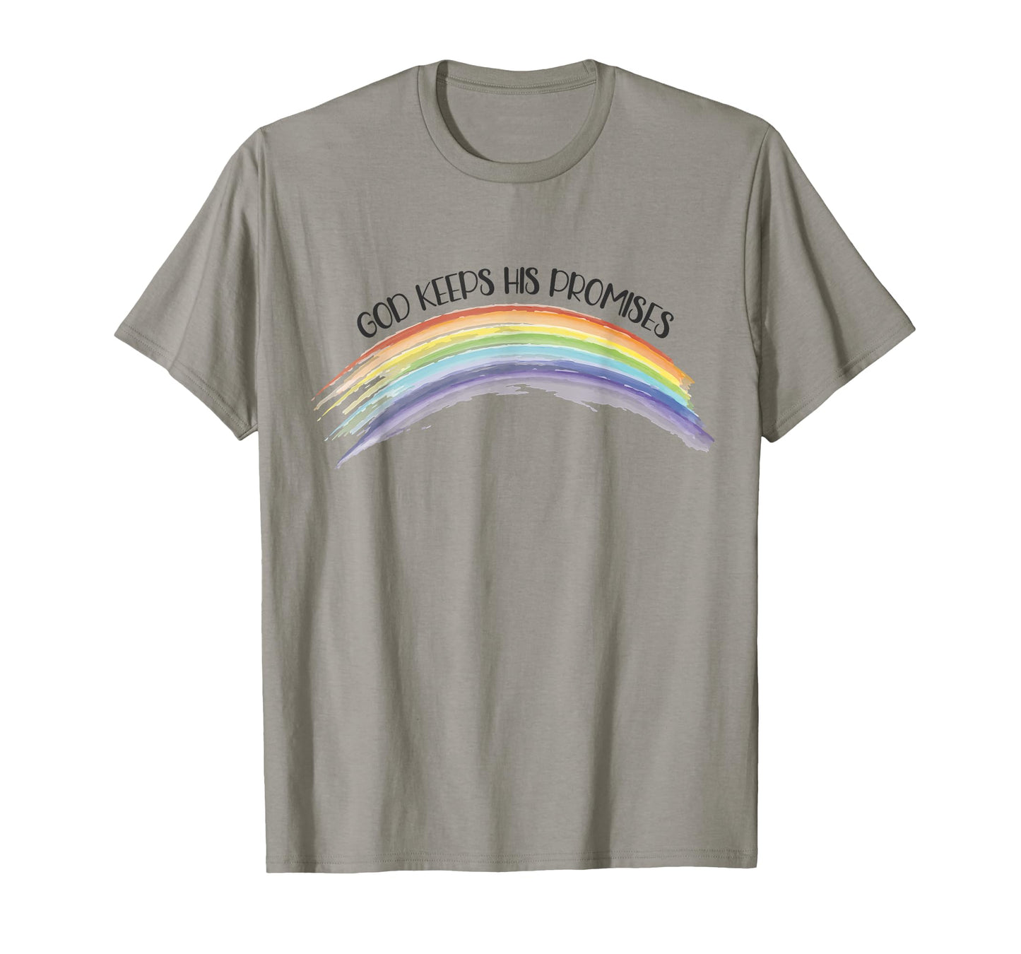 In God We Trust Apparel Rainbow God Keeps His Promises, Christian Religious Faith T-Shirt Grey