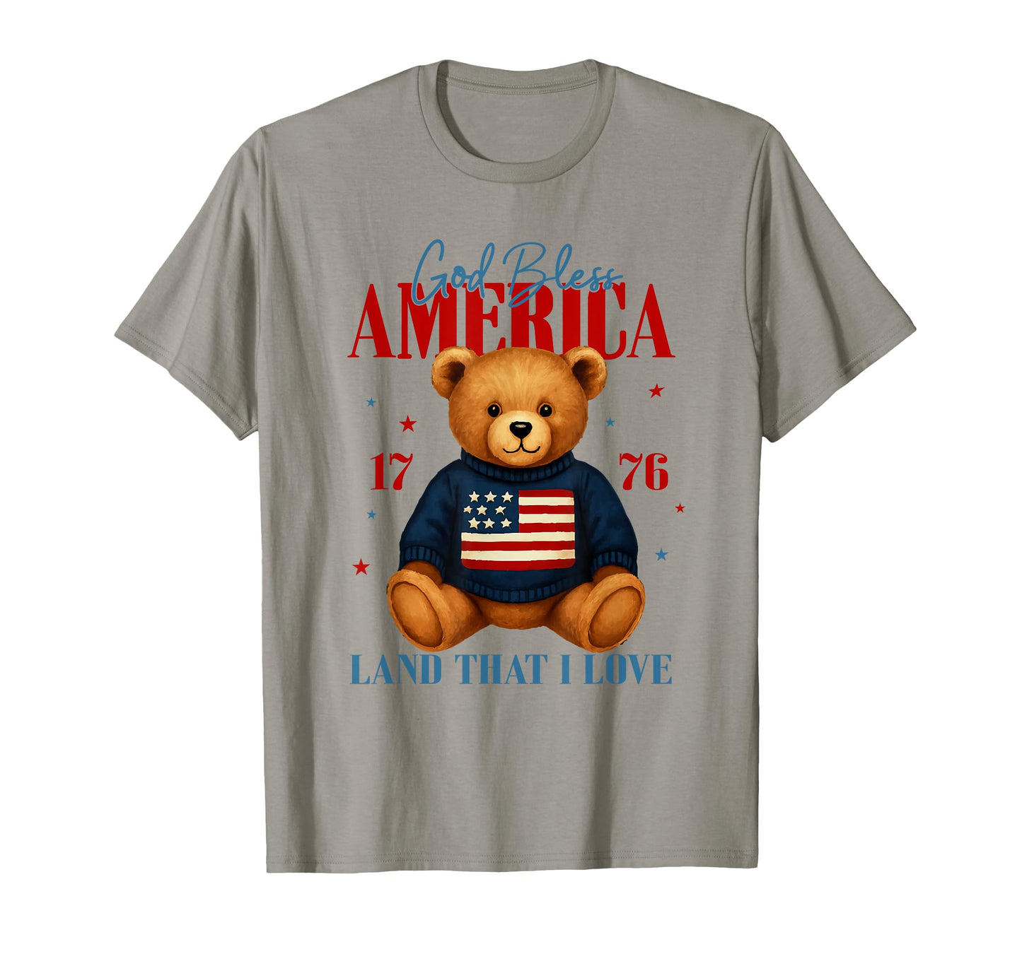 God Bless America Teddy Bear 4th of July USA Flag T-Shirt