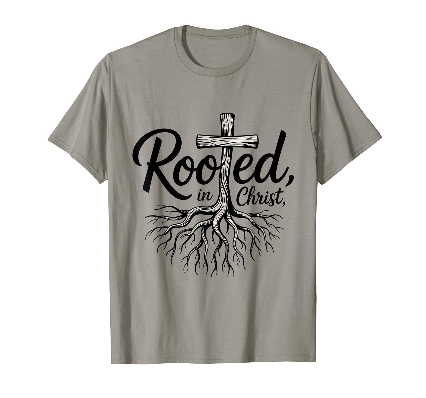 Rooted in Christ Jesus Cross Christian Faith T-Shirt