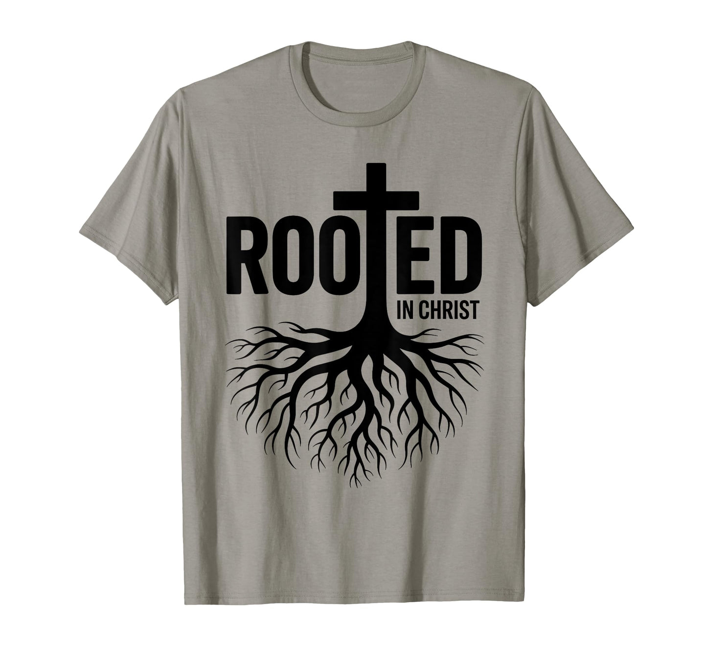 Rooted in Christ Jesus Cross Christian Faith T-Shirt
