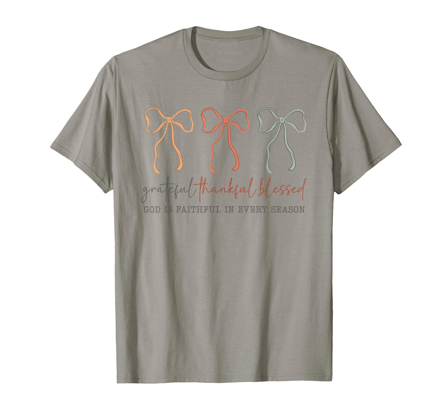 Grateful Thankful Blessed God's Faithful Christian Faith Bow T-Shirt