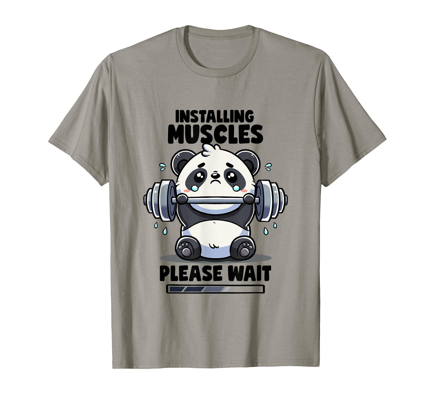 Installing Muscles Please Wait Panda Lifting Gym Quote Panda T-Shirt