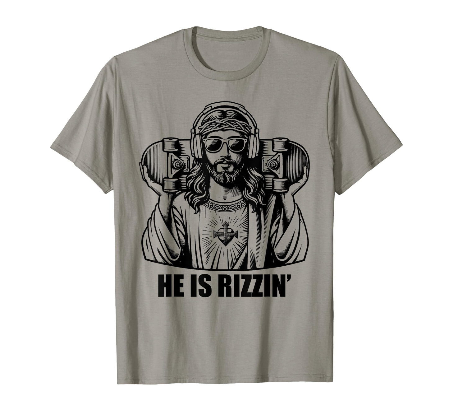 He Is Rizzin Jesus Skateboard Easter Religious Risin Church T-Shirt