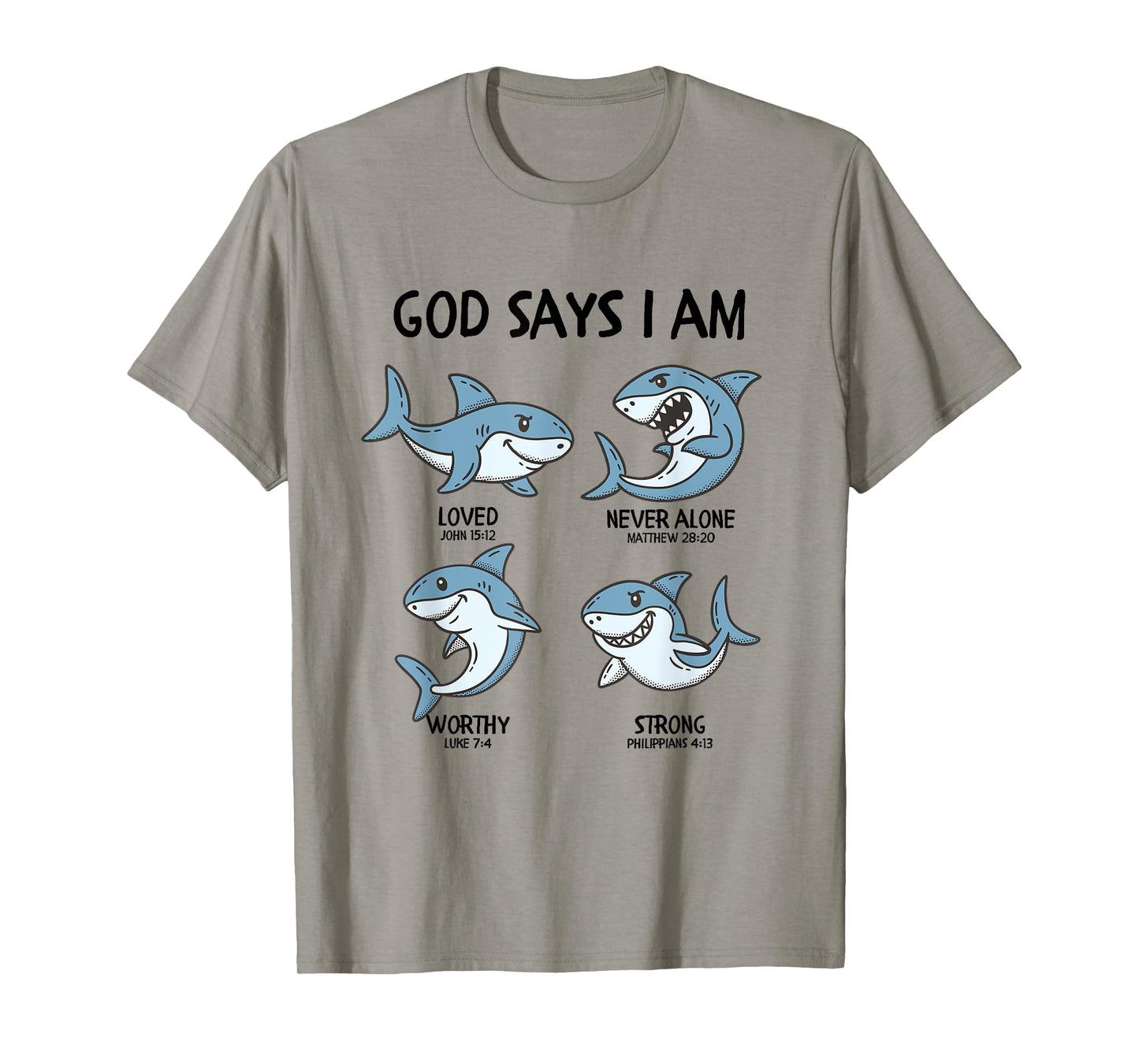 God Says I Am Shark Toddler Kids Farm Bible Verse T-Shirt