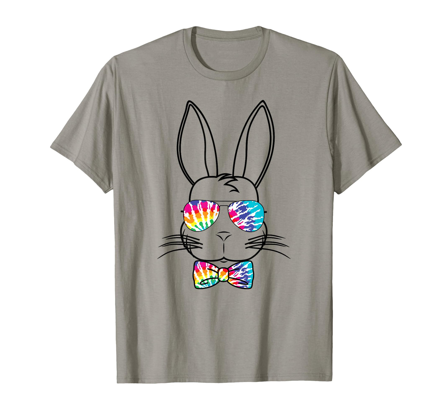 Bunny Face With Tie Dye Sunglasses & Bow Tie Easter Rabbit T-Shirt