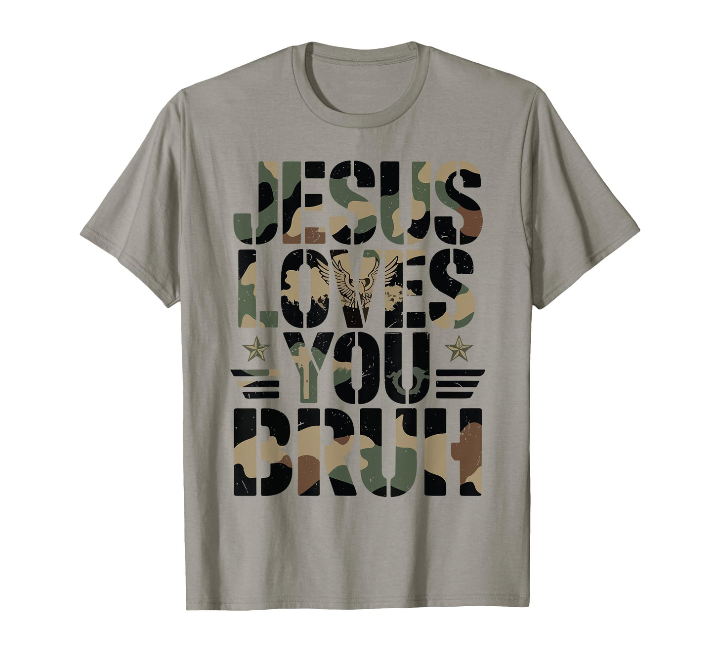 Camo Jesus Loves You Bruh Camouflage Christian Teen Girl Boy T-Shirt