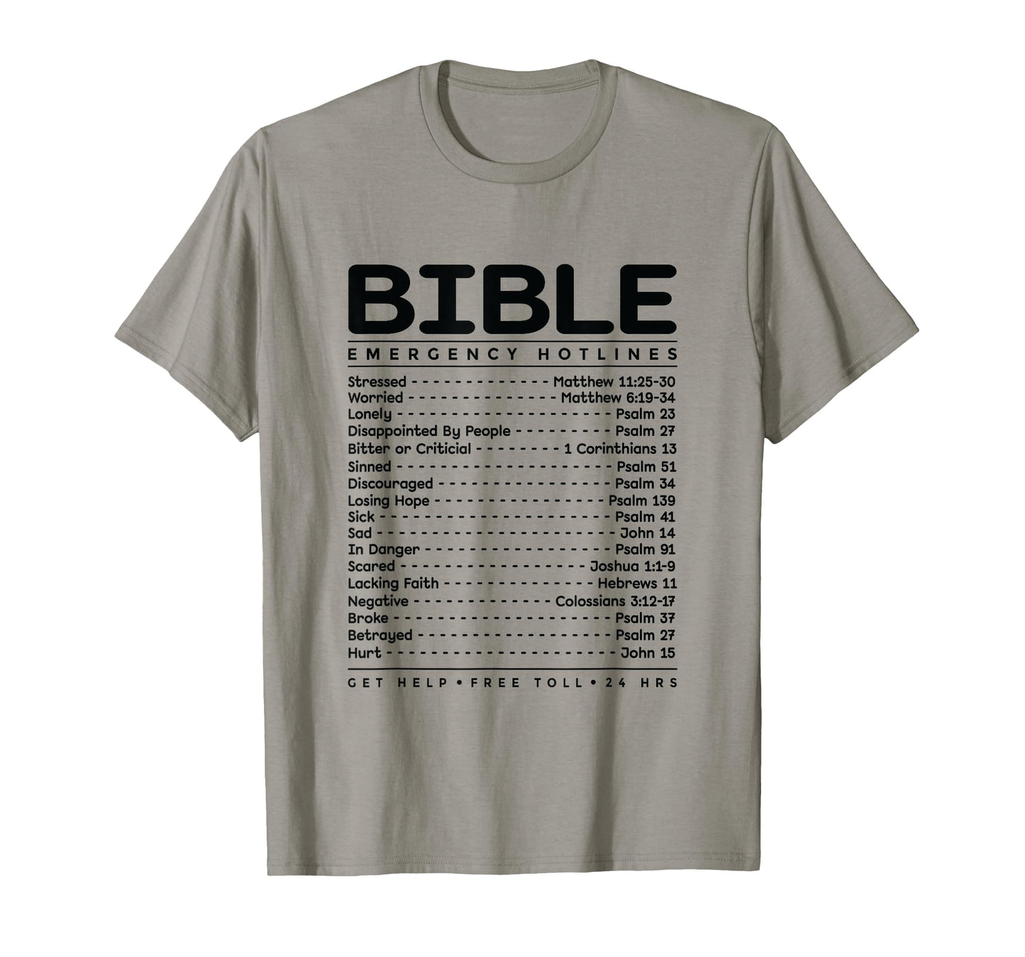Bible Emergency Hotline Numbers Bible Verse Scripture Gift T-Shirt