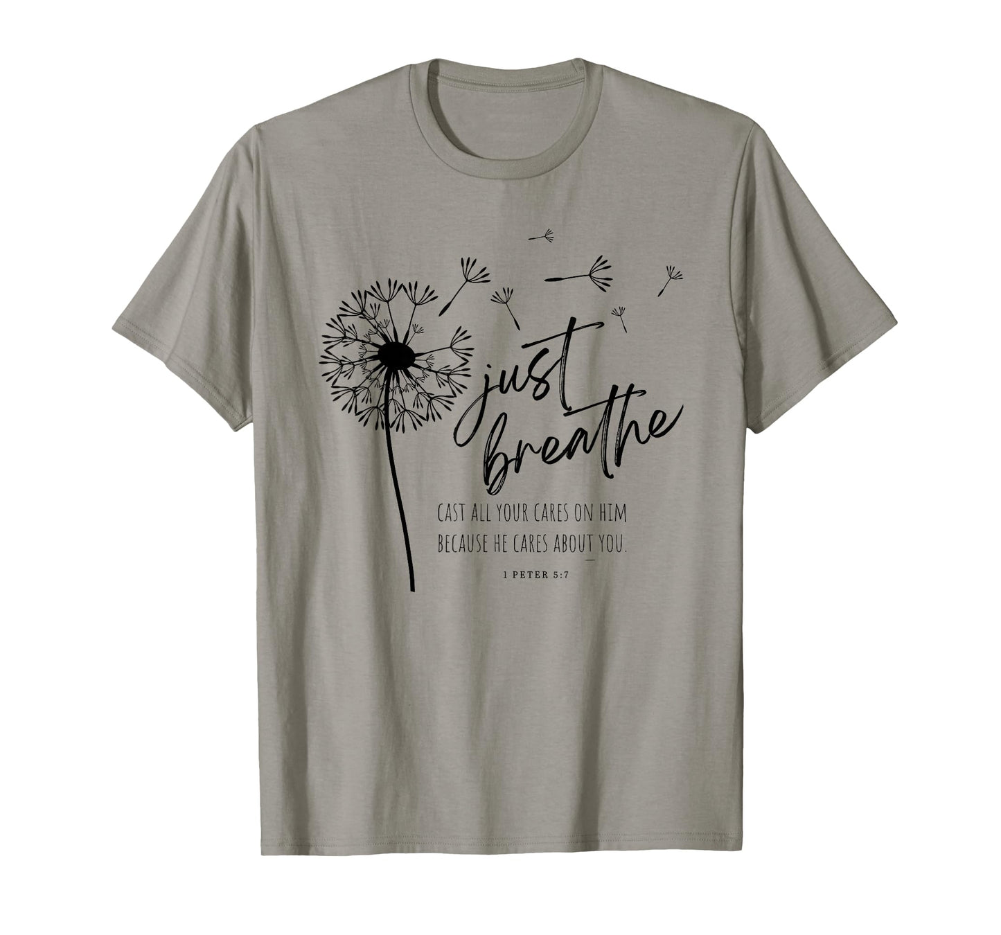 Just Dandelion Breathe Retro 1 Peter 5:7 Christian Faith T-Shirt
