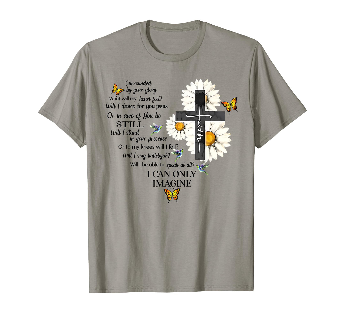 Butterfly Jesus Cross I Can Imagine Christian Religious T-Shirt