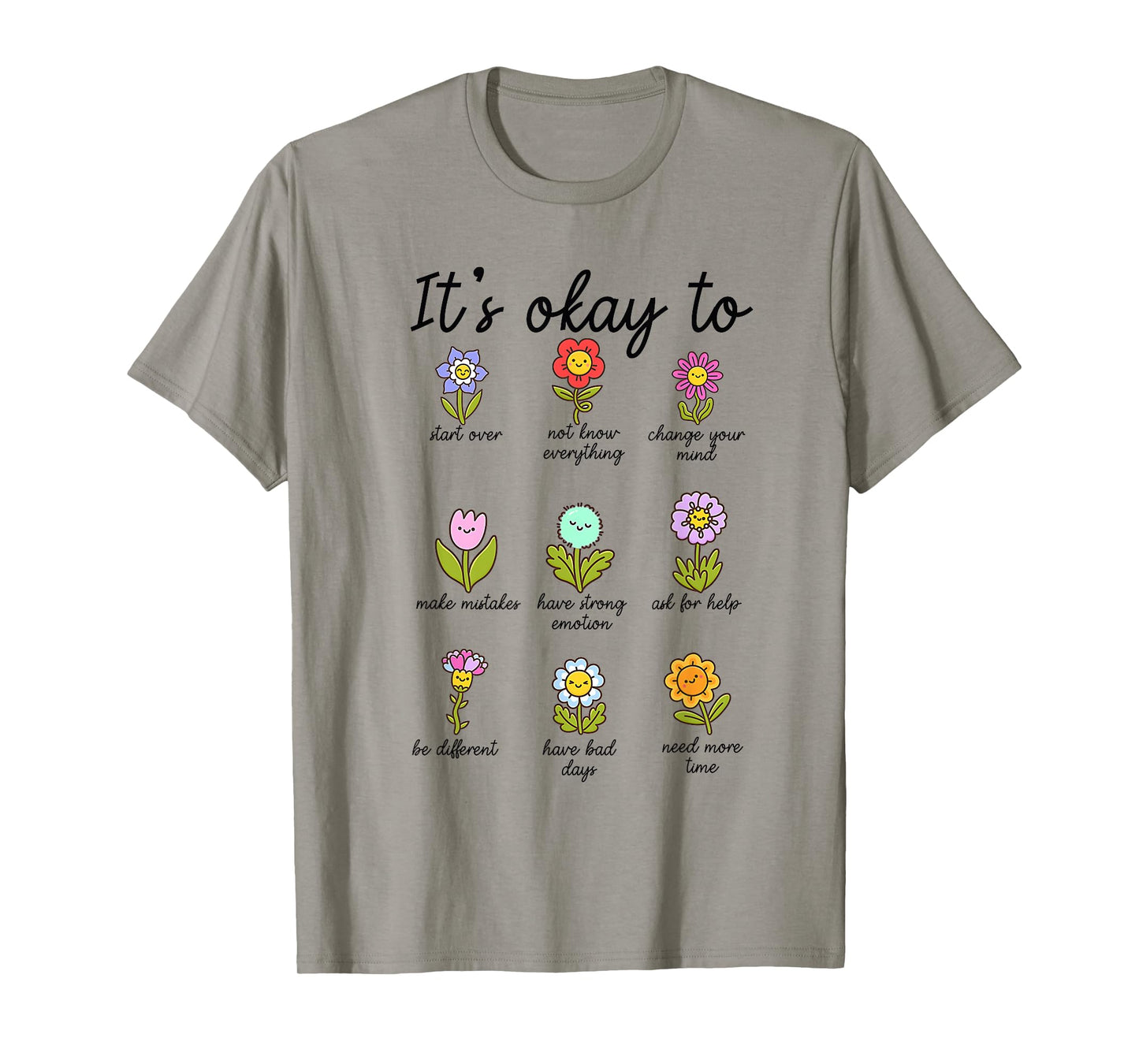 It's Okay to Mental Health Inspirational Motivational Floral T-Shirt
