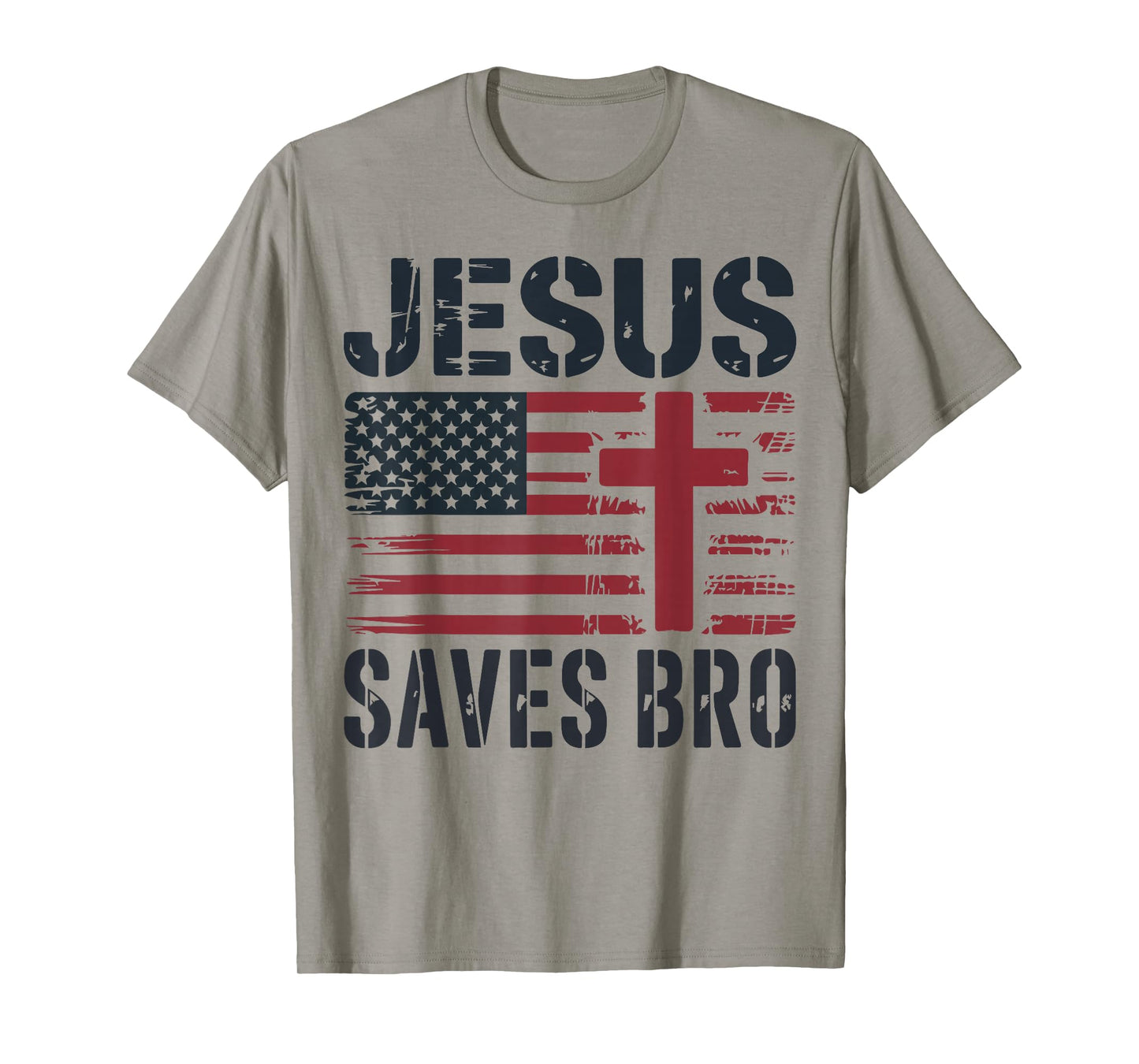 Jesus Save Bro American Flag Christian Patriotic Cross Faith T-Shirt