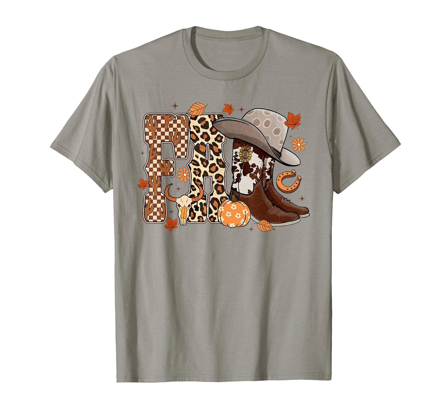 Howdy Western Boots Cowgirl Cowboy Checkered Fall Pumpkin T-Shirt