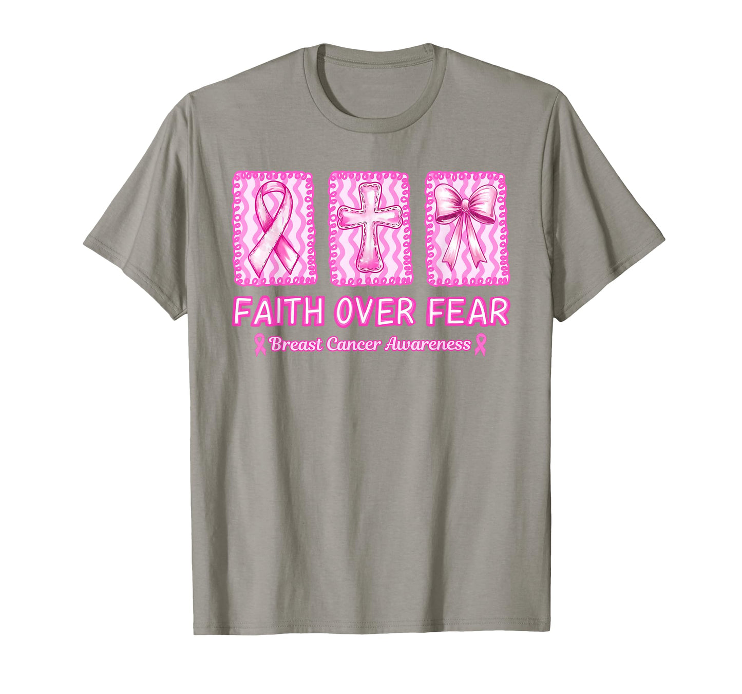 Faith Over Fear Breast Cancer Awareness Christian Religious T-Shirt