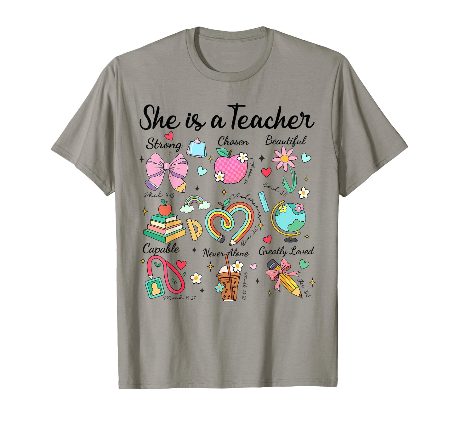 Teacher Christian Teaching Loves Inspires She Is A Teacher T-Shirt