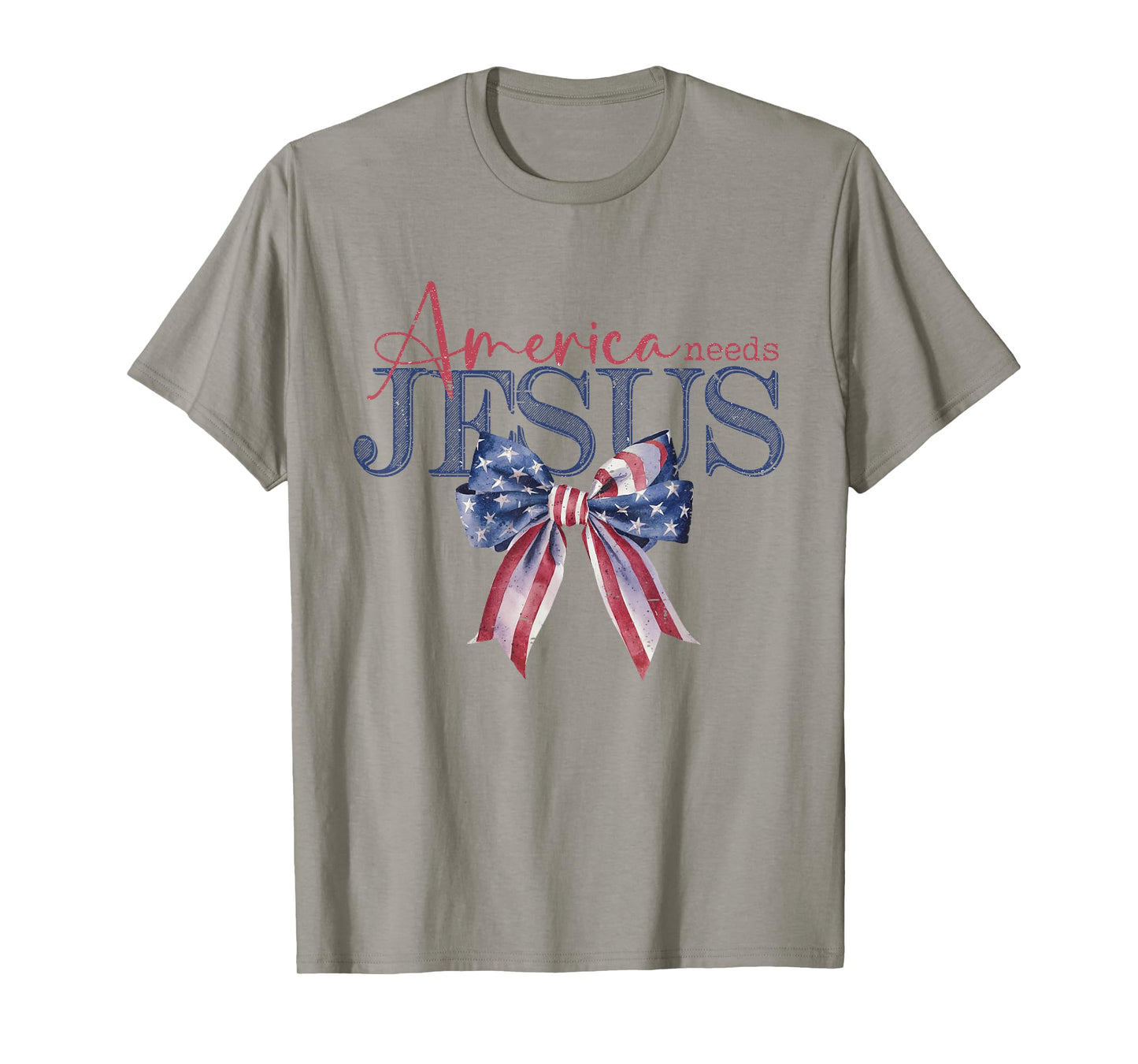 Coquette Bow America Needs Jesus Funny Christian 4th Of July T-Shirt
