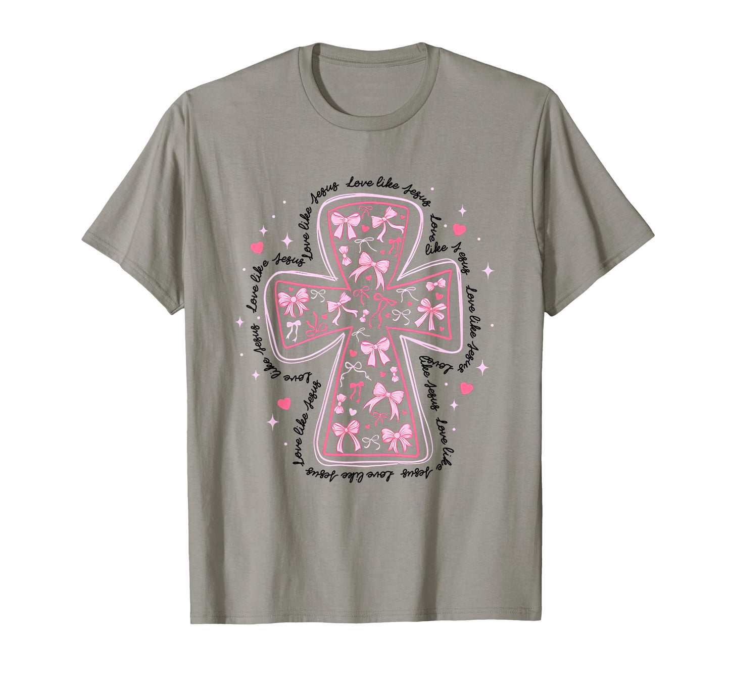 Love Like Jesus Coquette Heart Cross Christian Valentine T-Shirt
