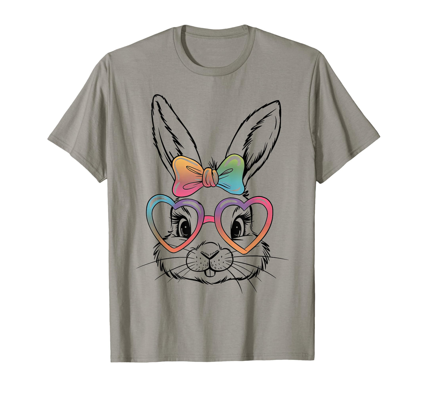 Cute Bunny Rabbit Face Tie Dye Glasses Girl Happy Easter Day T-Shirt