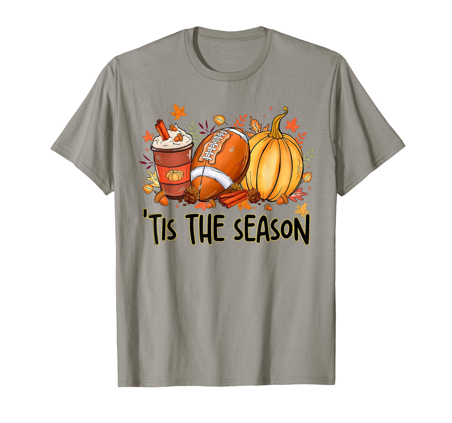 Tis The Season Fall Thanksgiving Pumpkin Spice Football T-Shirt