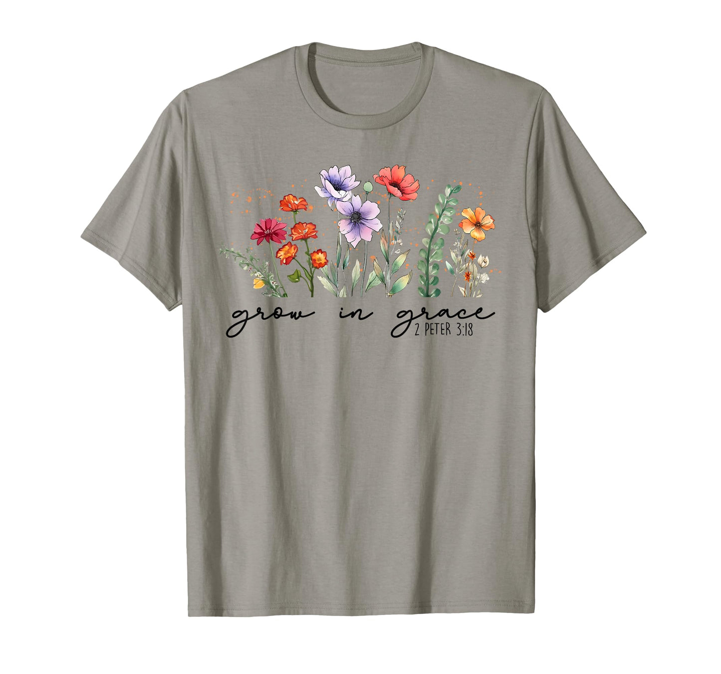 Cute Wildflower Grow In Grace Religious Faith Christ T-Shirt