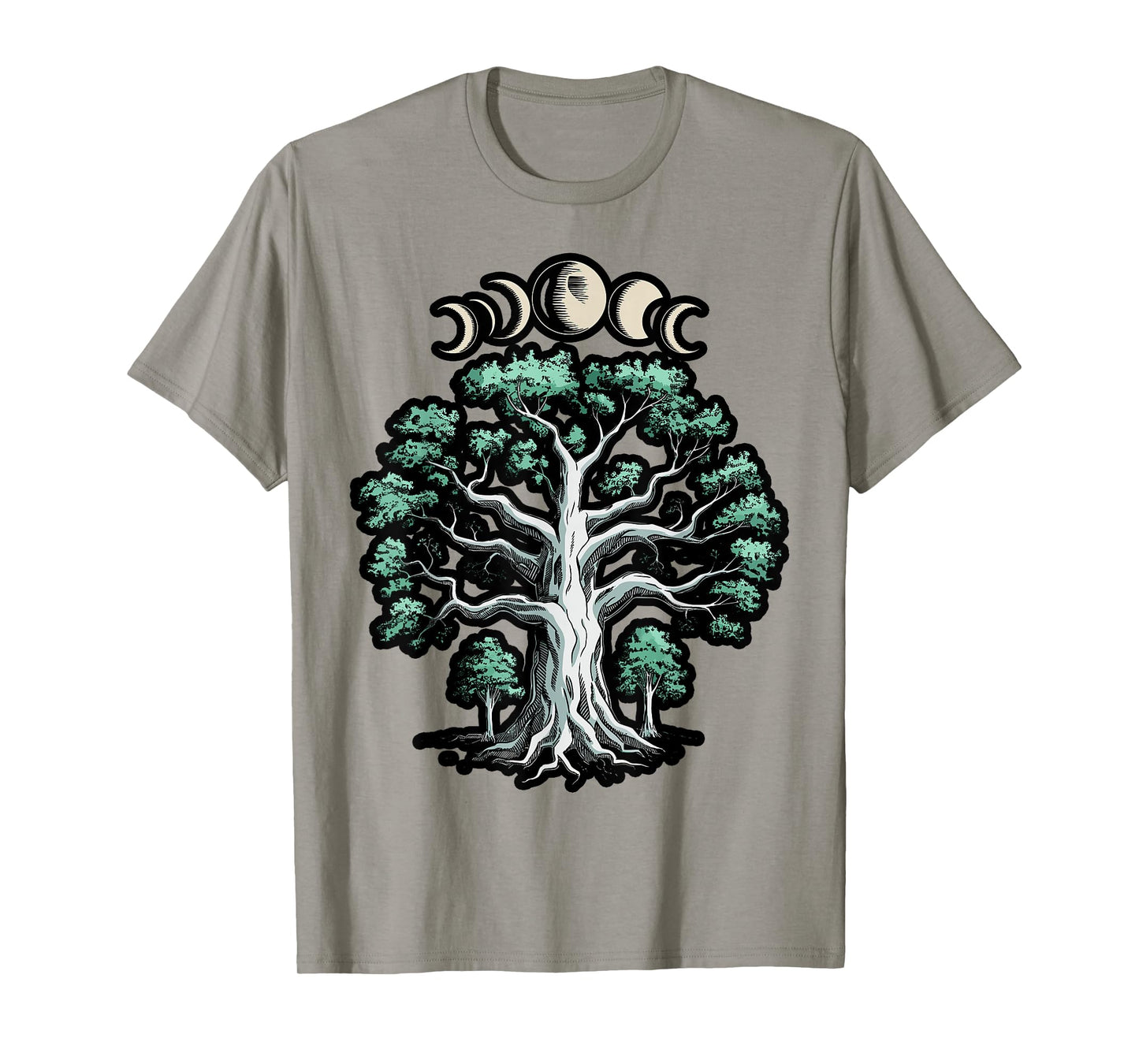 Moon Phases Tree Viking Symbol Gift Norsemen Danish Root T-Shirt