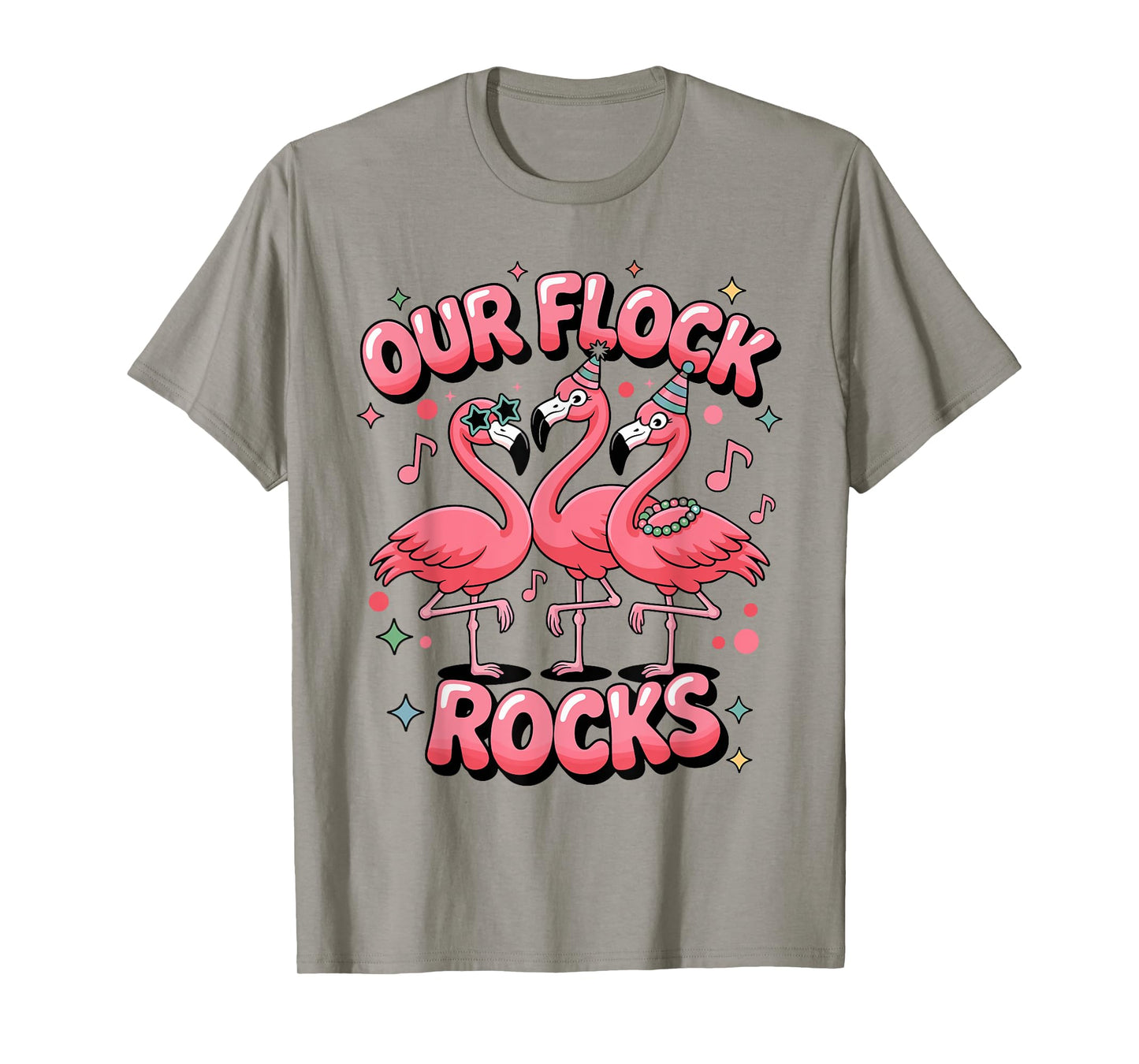 Our Flock Rocks Flamingo Matching Family Vacation Summer T-Shirt