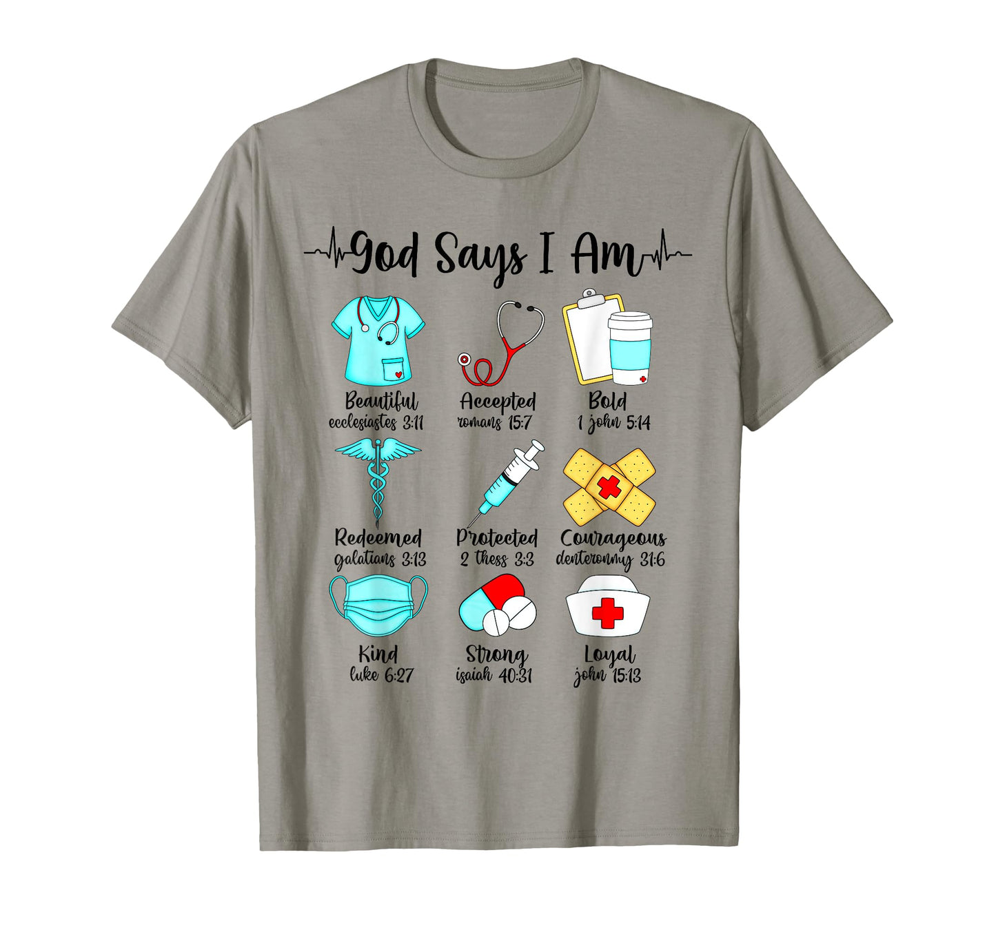 God Says I Am Nurse, Christian Nursing, RN LVN CNA Nurse Tee T-Shirt