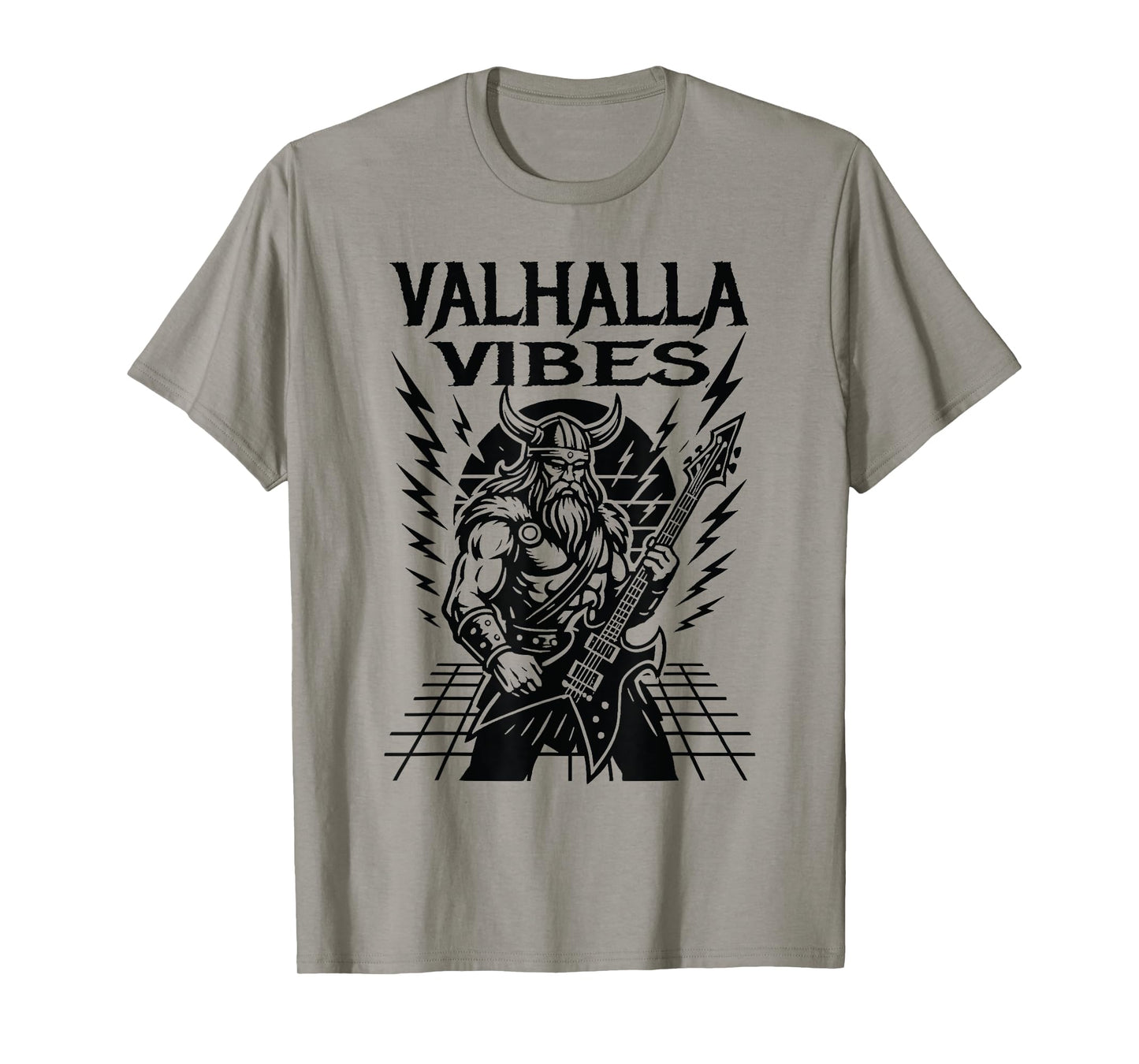 Valhalla Vibes Viking Metal Guitarist Norse Mythology Rock T-Shirt