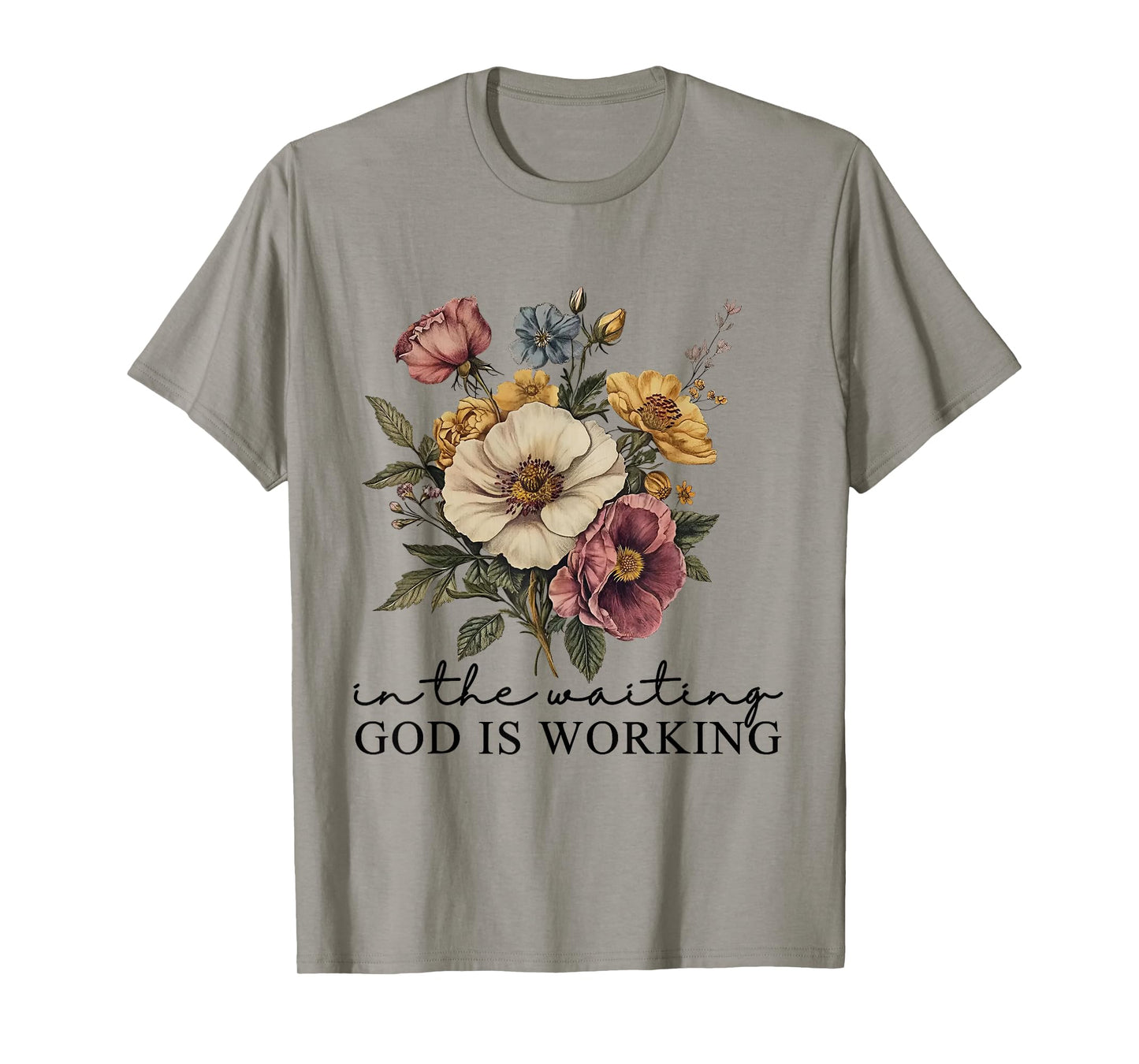 in The Waiting God is Working Funny Jesus Christian T-Shirt