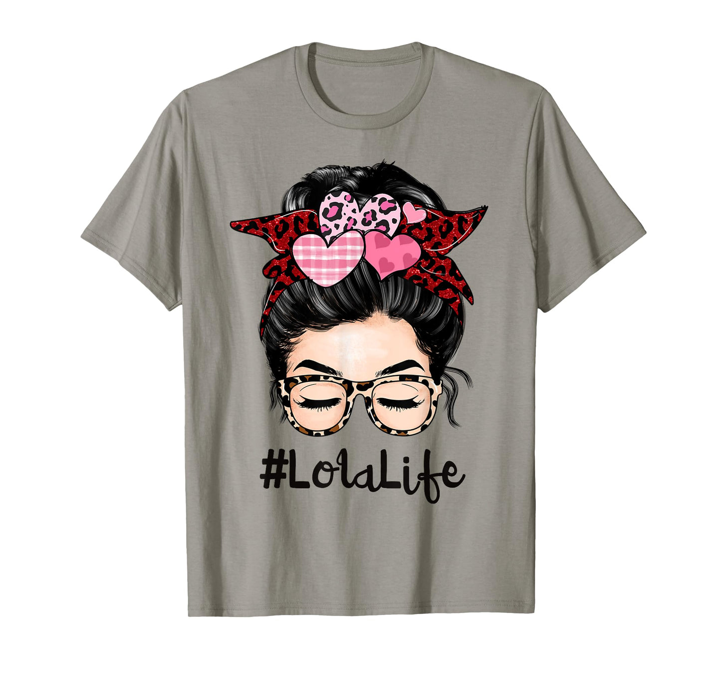 Lola Valentines Day Women Cute Messy Bun Appreciation T-Shirt