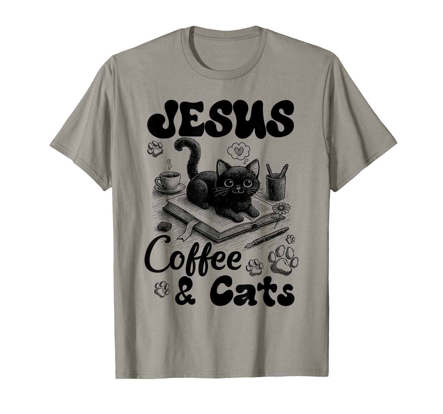 Jesus Coffee And Cats Christian Coffee Lovers T-Shirt