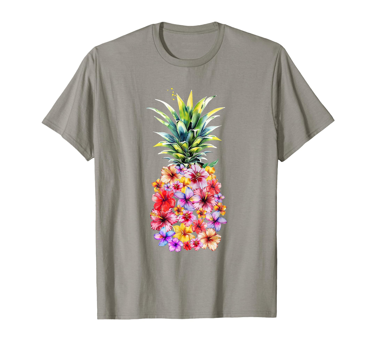 Pineapple Flowers Women Aloha Hawaii Vintage Hawaiian Floral T-Shirt