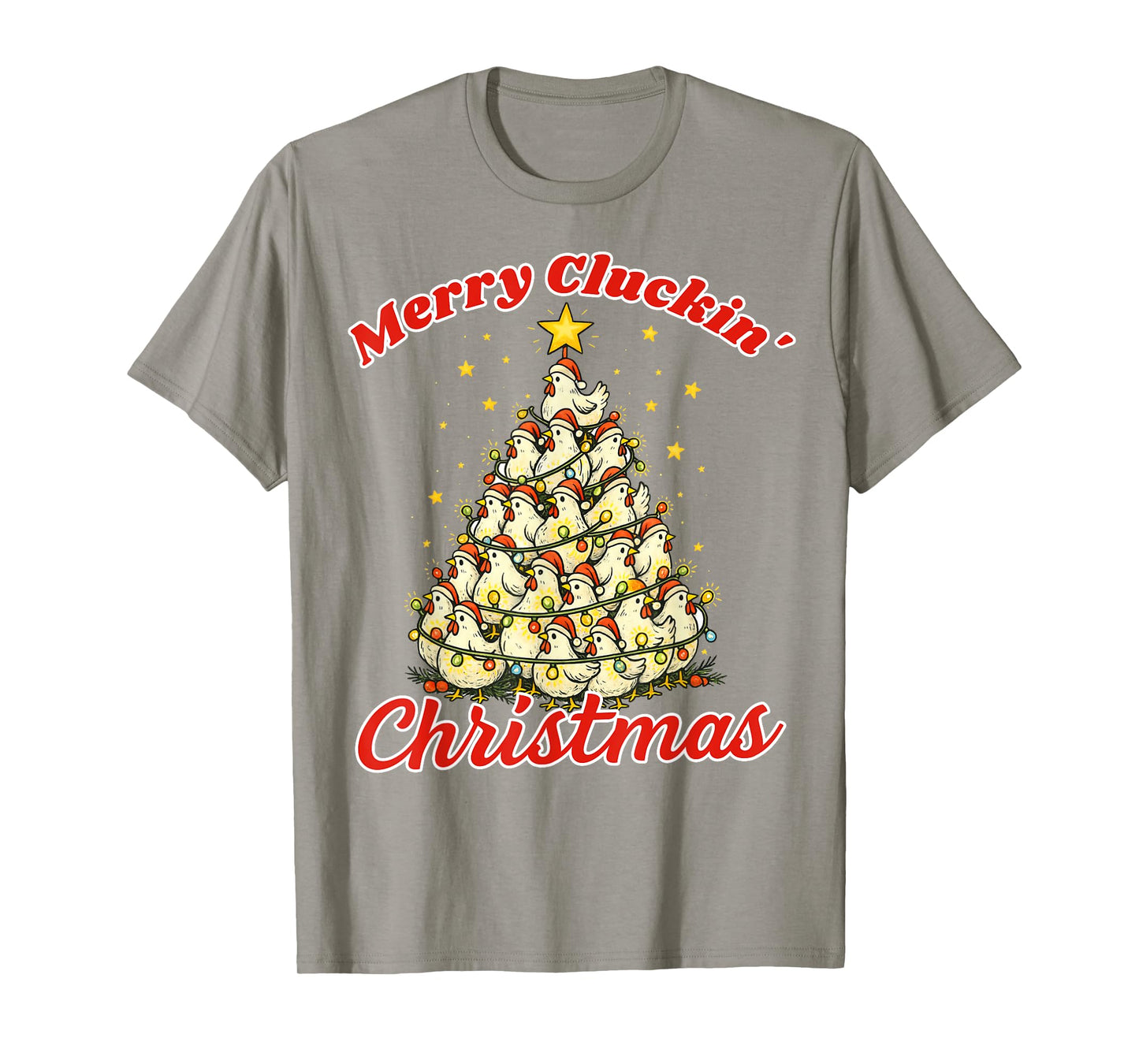 Christmas Tree Chicken Lover Farm Merry Cluckin' Christmas T-Shirt