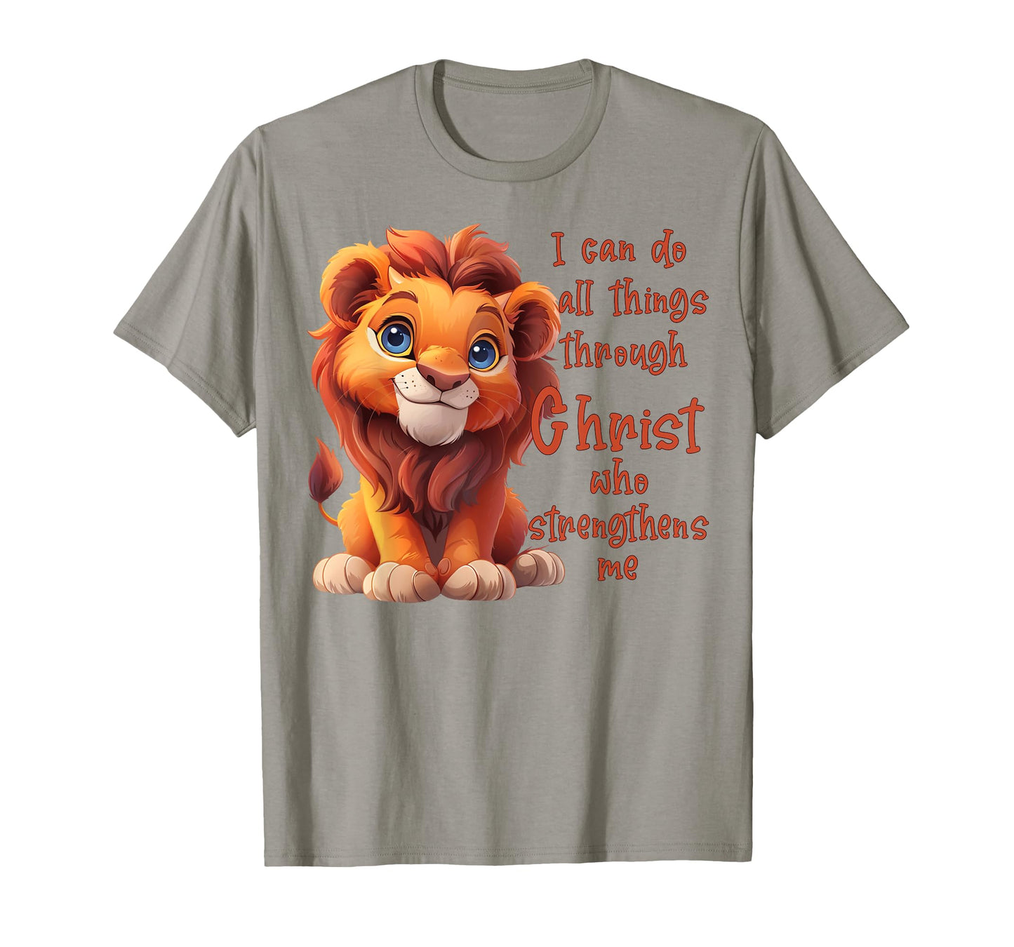 Kids I Can Do All Things Through Christ Cute Lion Cub T-Shirt