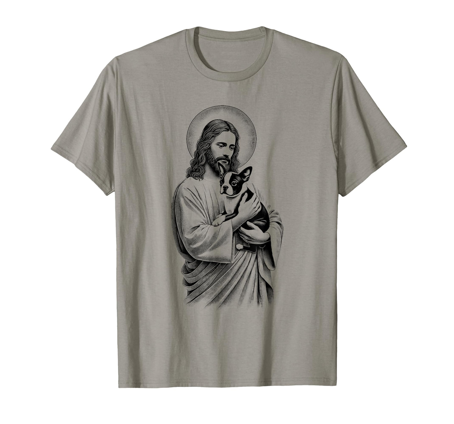 Jesus Hugging Boston Terrier Christian Faith Dog Lover T-Shirt