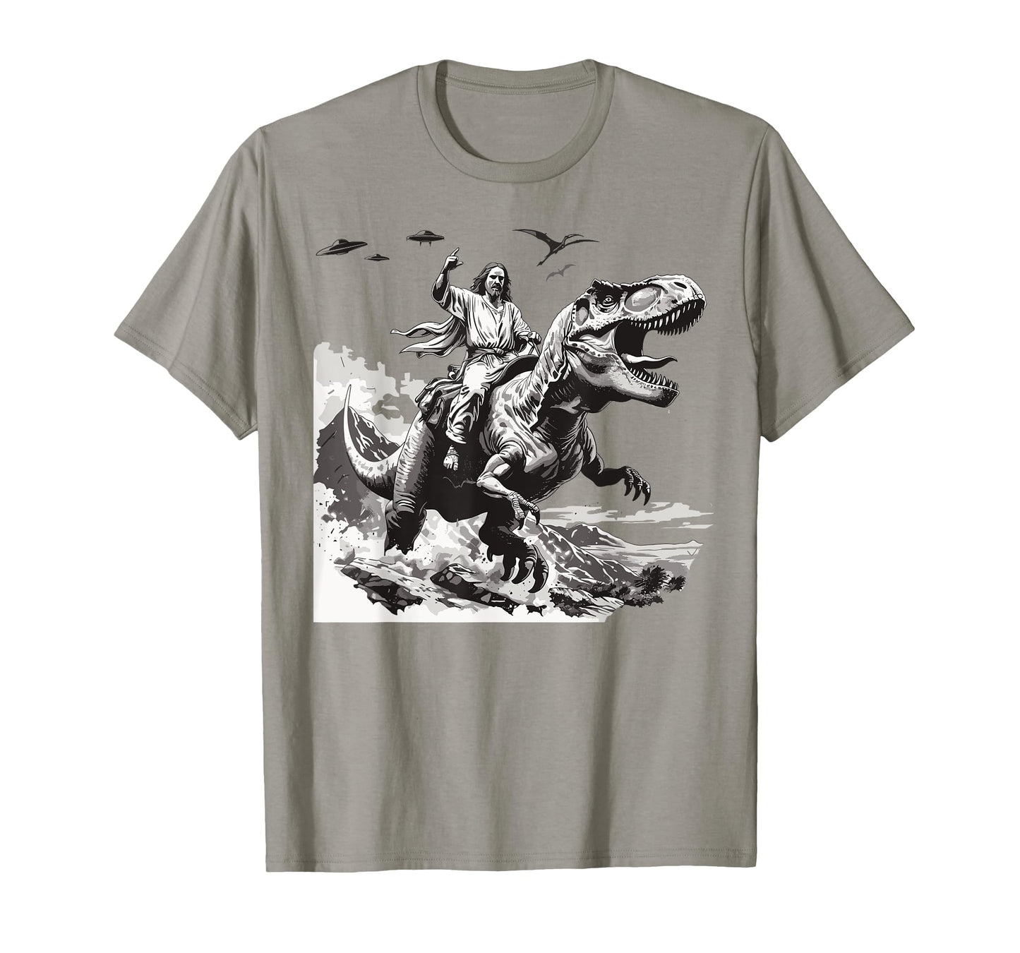 Jesus riding a dinosaur christian Religious motives funny T-Shirt