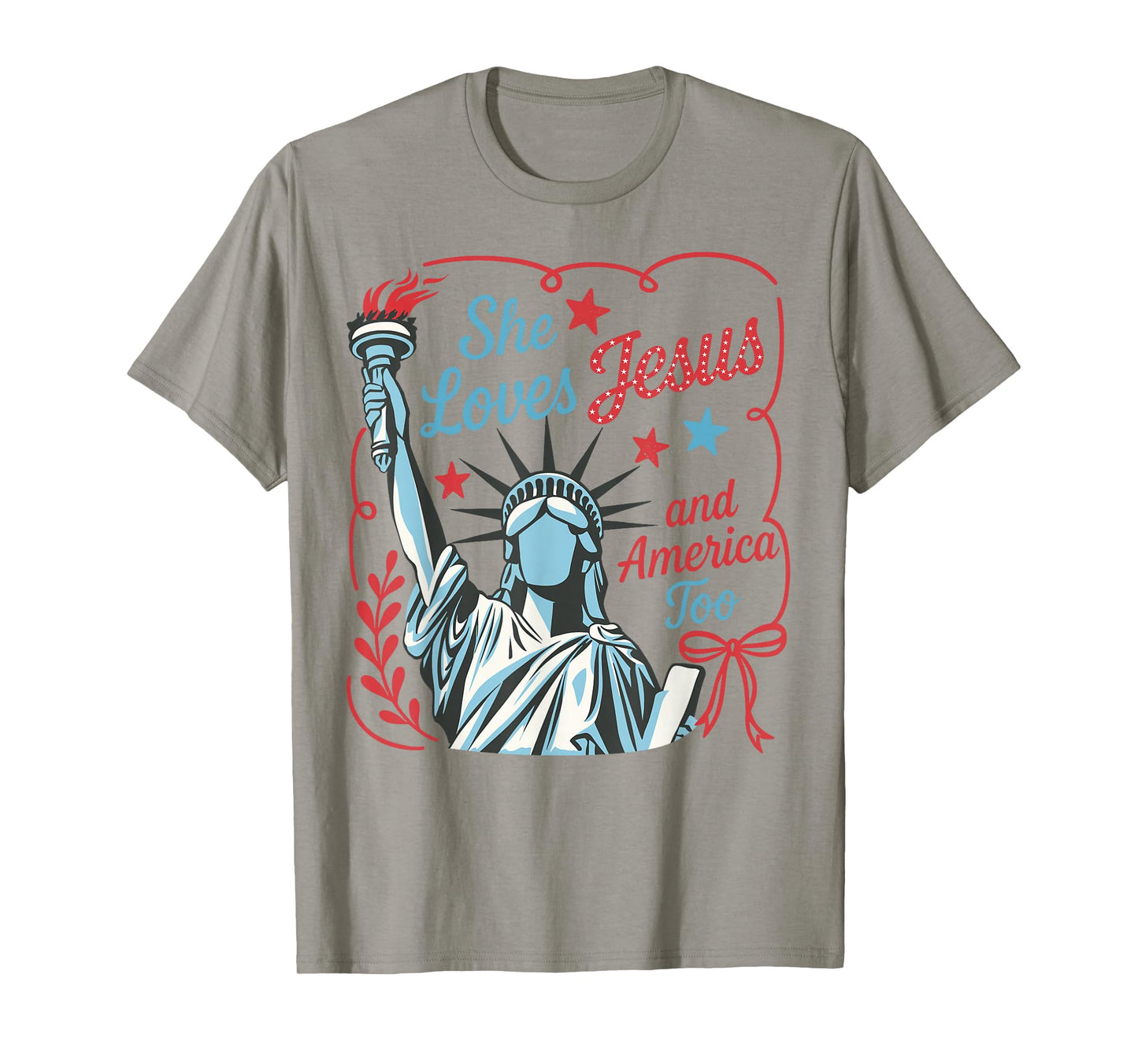 4th Of July She Loves Jesus And America Too Christian Faith T-Shirt