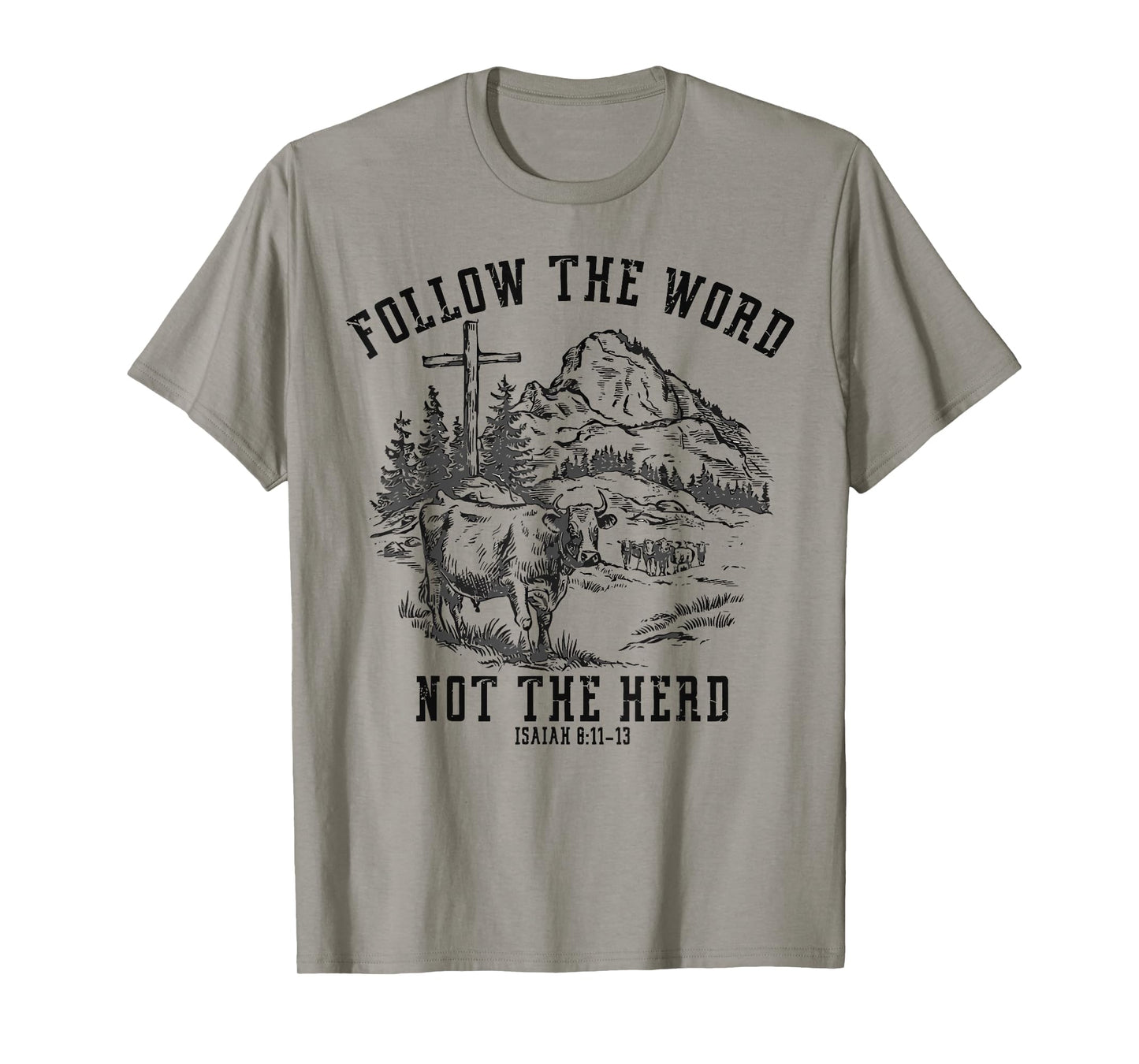 Follow The Word Not The Herd Western Christian Jesus Retro T-Shirt