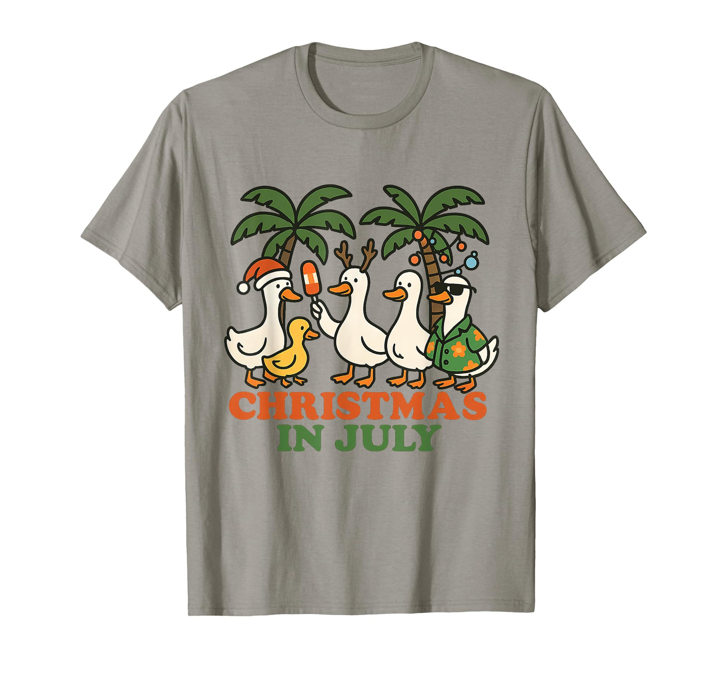 Christmas in July Funny Ducks Tropical Holiday Summer T-Shirt