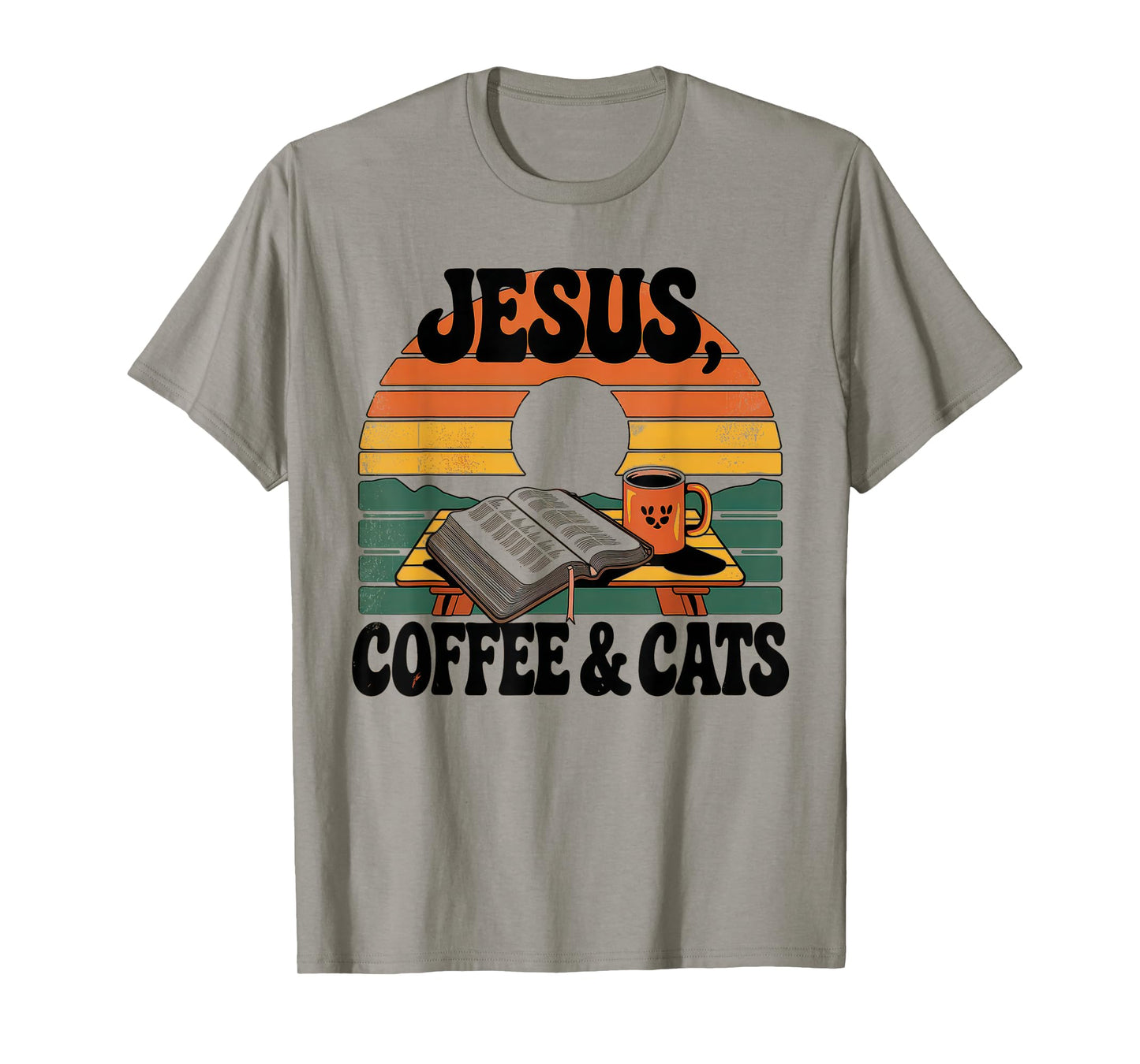 Jesus Coffee Cats Funny Cute Design Jesus Lovers Christian T-Shirt