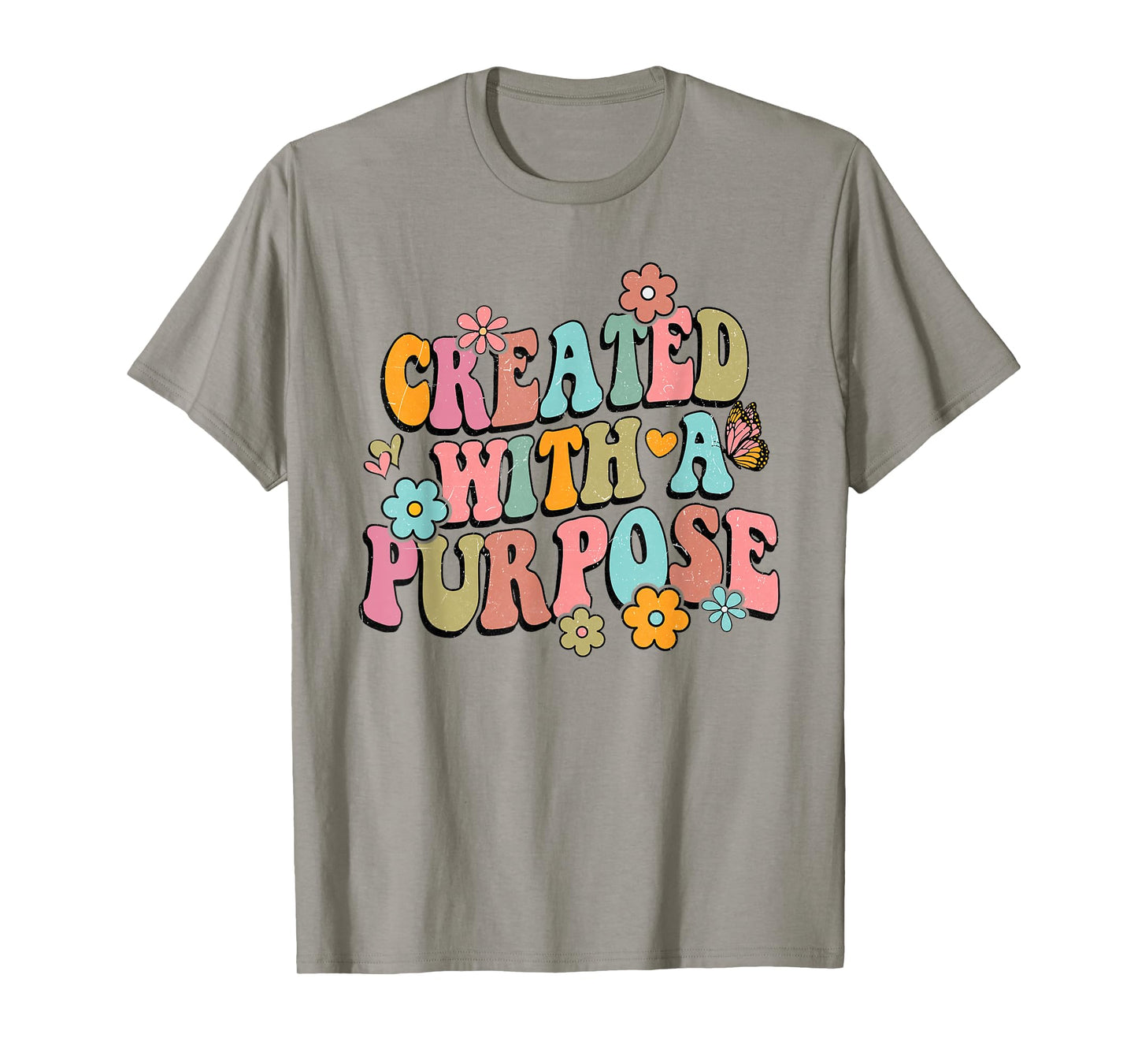 Retro Boho Created With a Purpose Religious Bible Christian T-Shirt