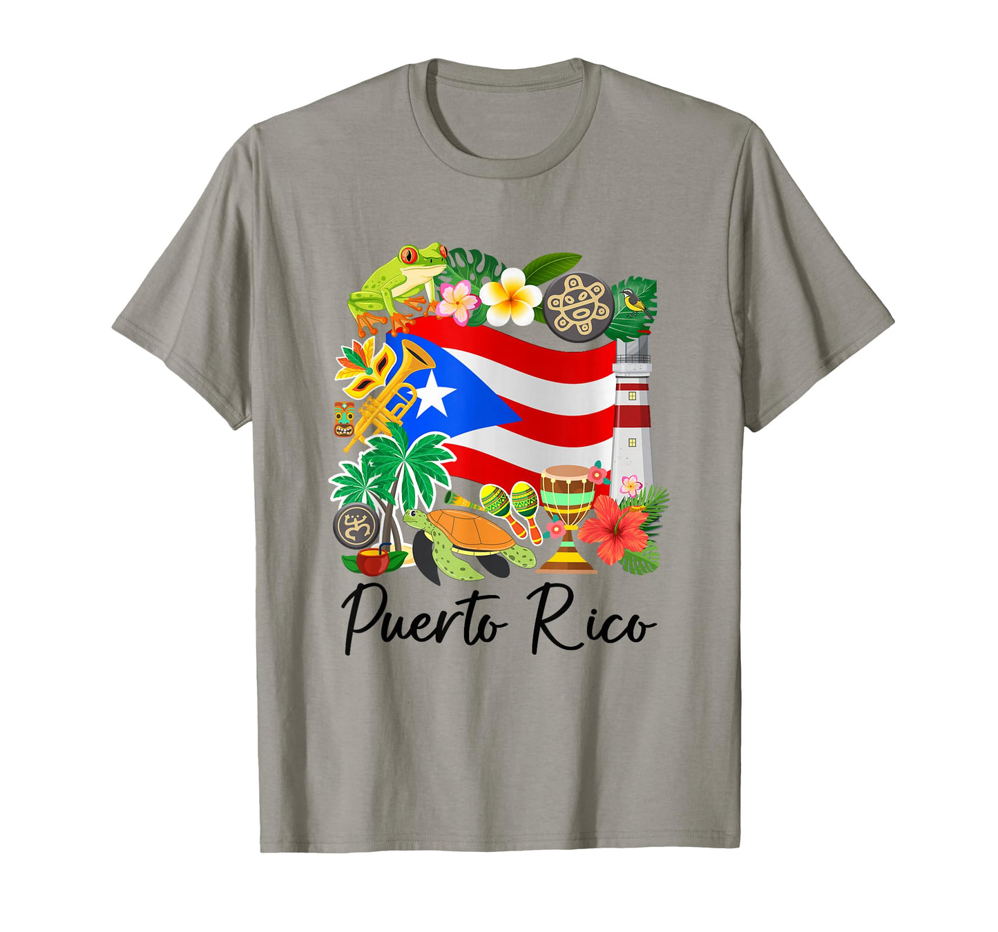 Puerto Rico Flag Floral Frog Boricua Women Hispanic Heritage T-Shirt