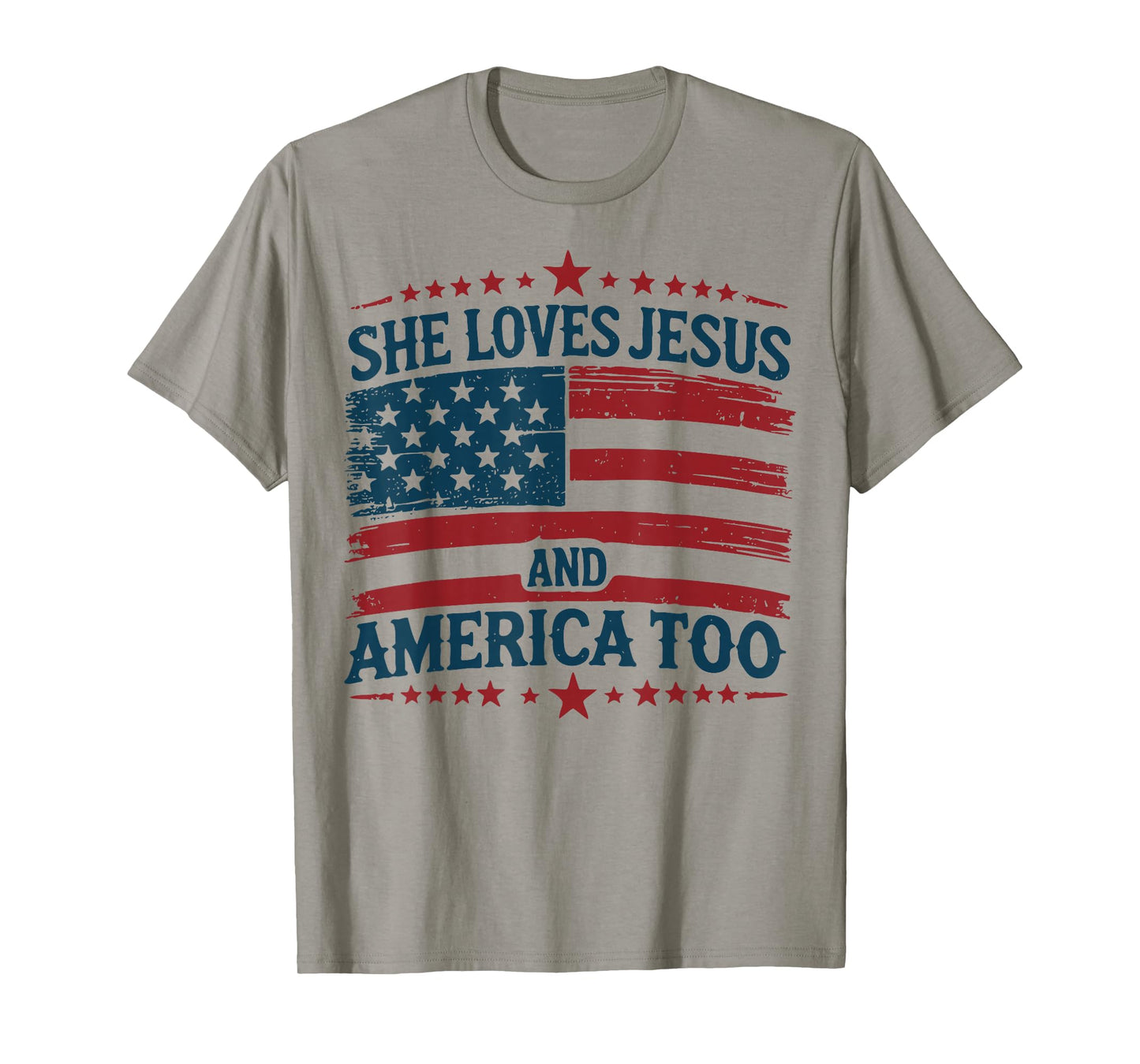 She Loves Jesus And America Too Christian 4th Of July T-Shirt