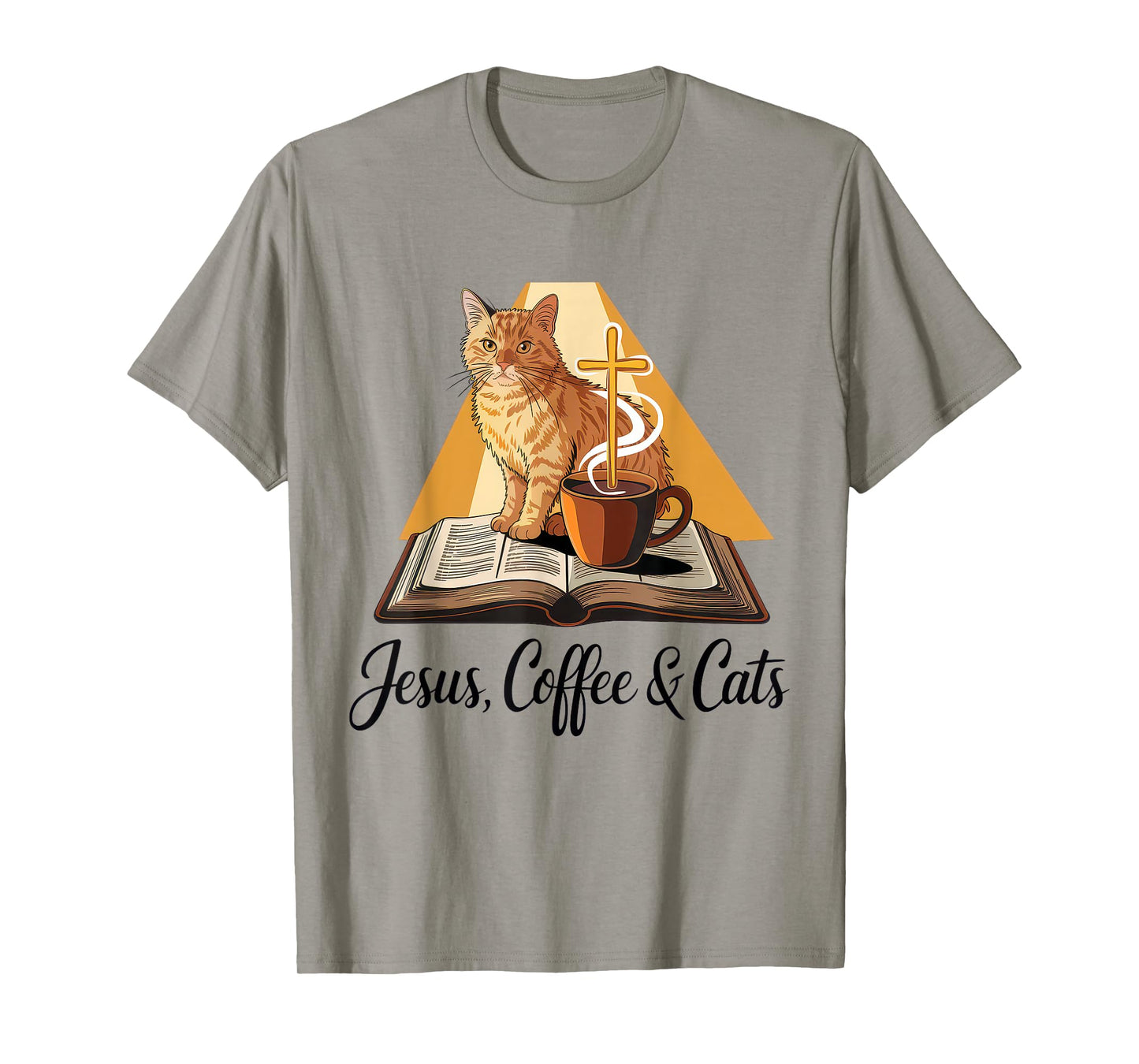 Jesus Coffee Cats Funny Cute Design Jesus Lovers Christian T-Shirt