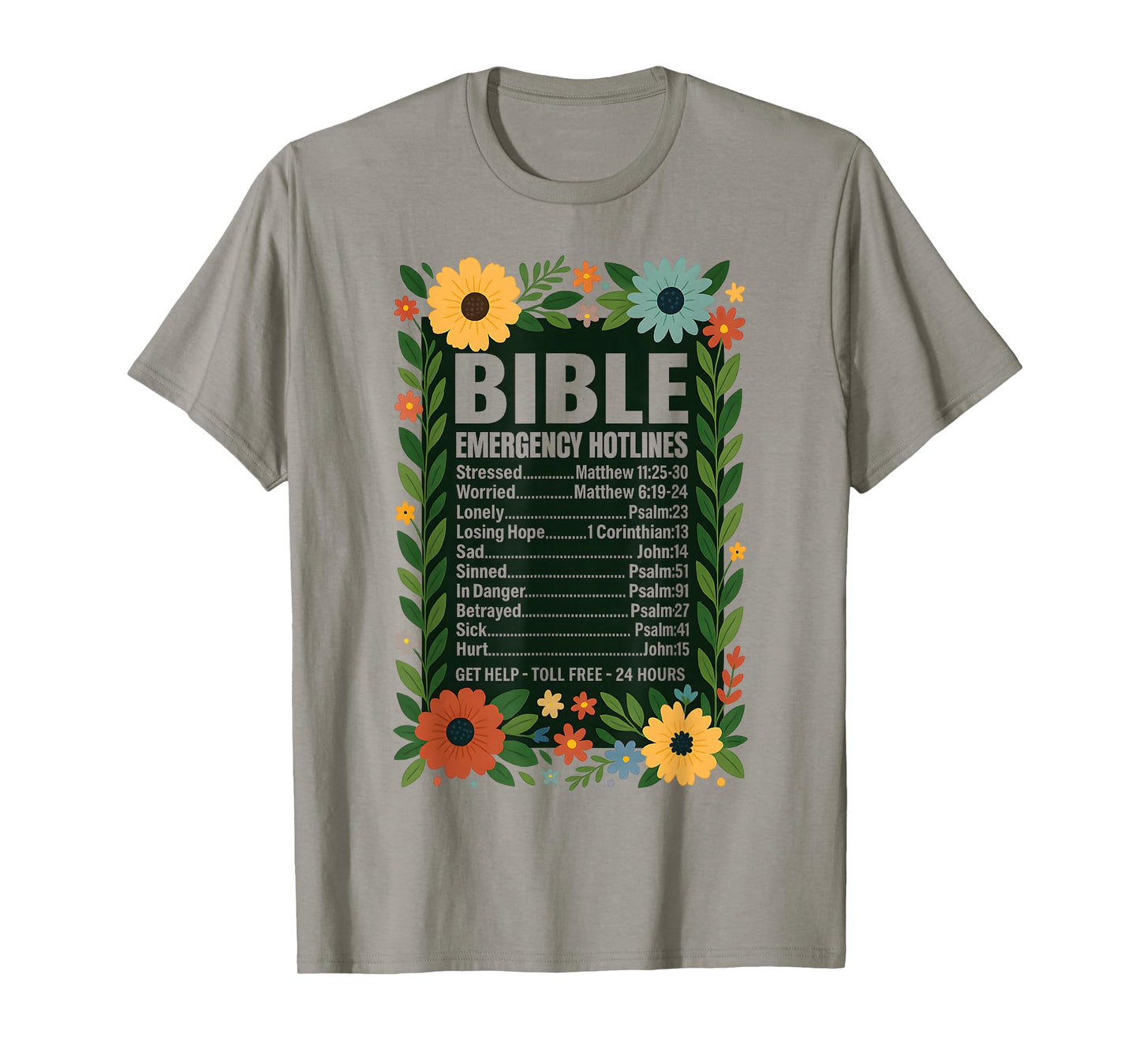 Bible Emergency Numbers Retro Flowers Jesus Hotline T-Shirt