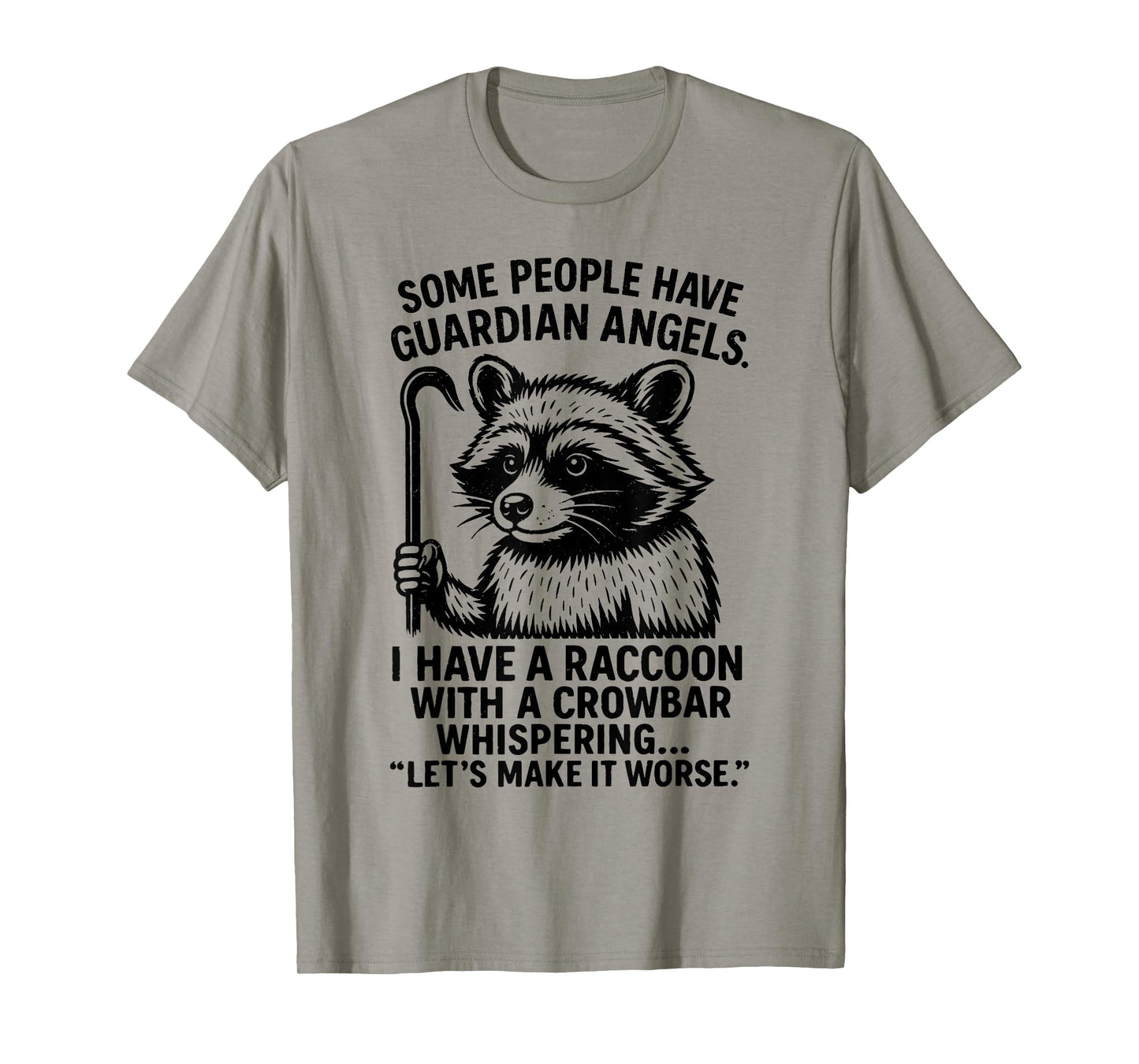 Funny Retro Raccoon Crowbar Meme Guardian Angel Parody T-Shirt