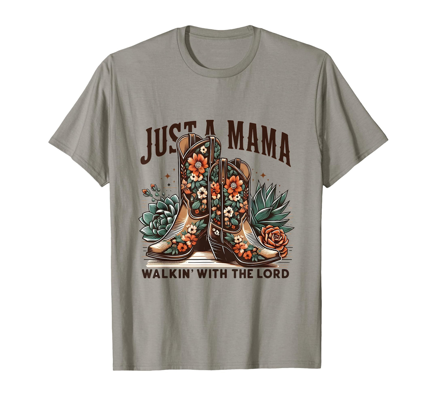 Walking With The Lord Western Mama Cowboy Boot Religious Mom T-Shirt