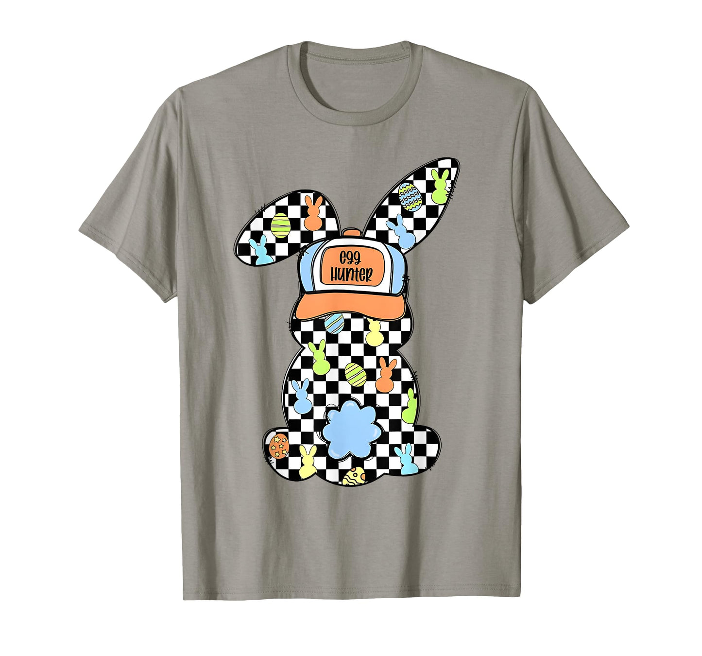 Checkered Bunny Easter Day Coquette Bows Rabbit Happy Easter T-Shirt